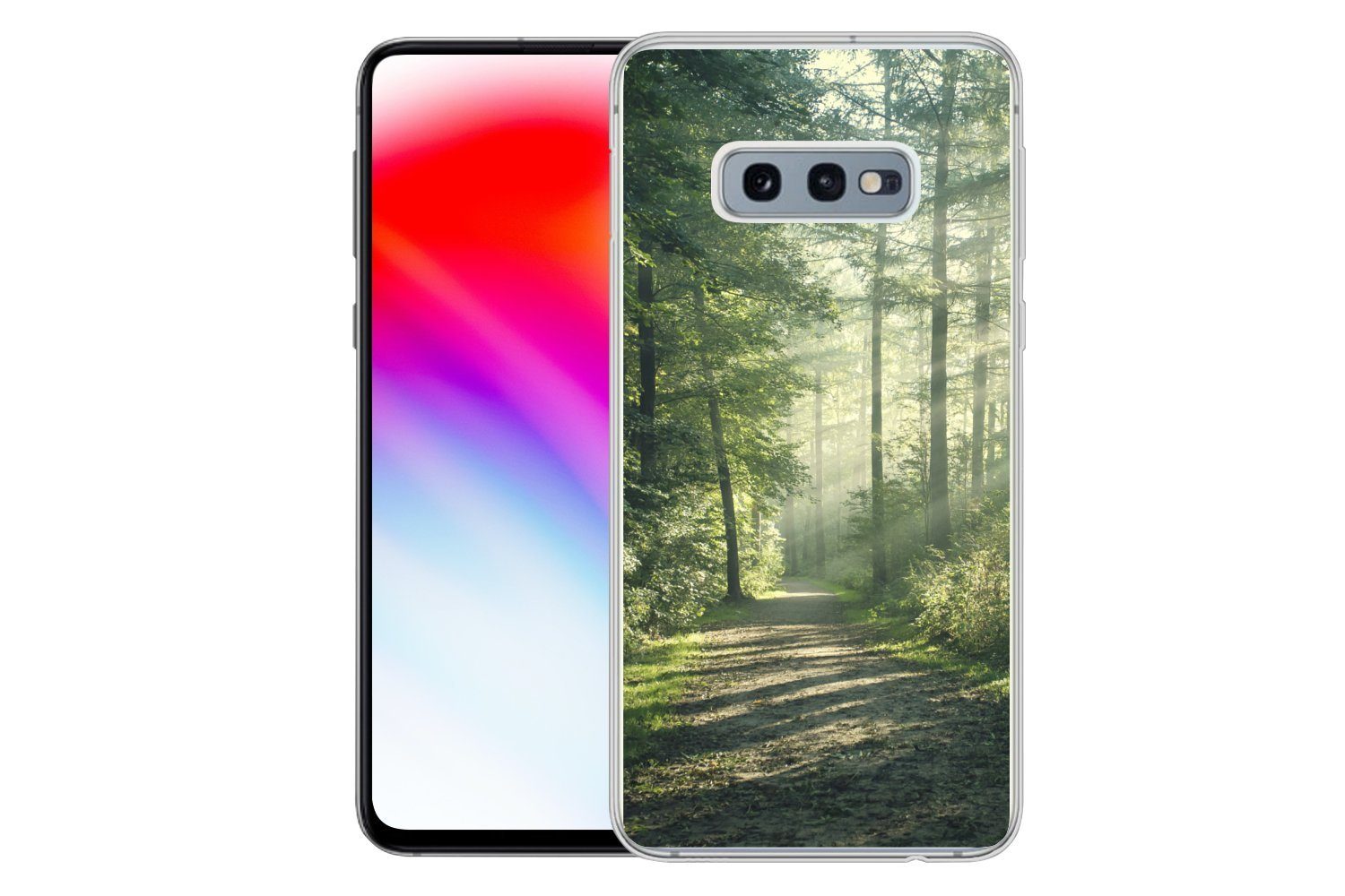 MuchoWow Handyhülle für Samsung Galaxy S10e Wald - Weg - Sonne - Bäume - Grün - Natur, Phone Case, Silikon, Schutzhülle Dünn