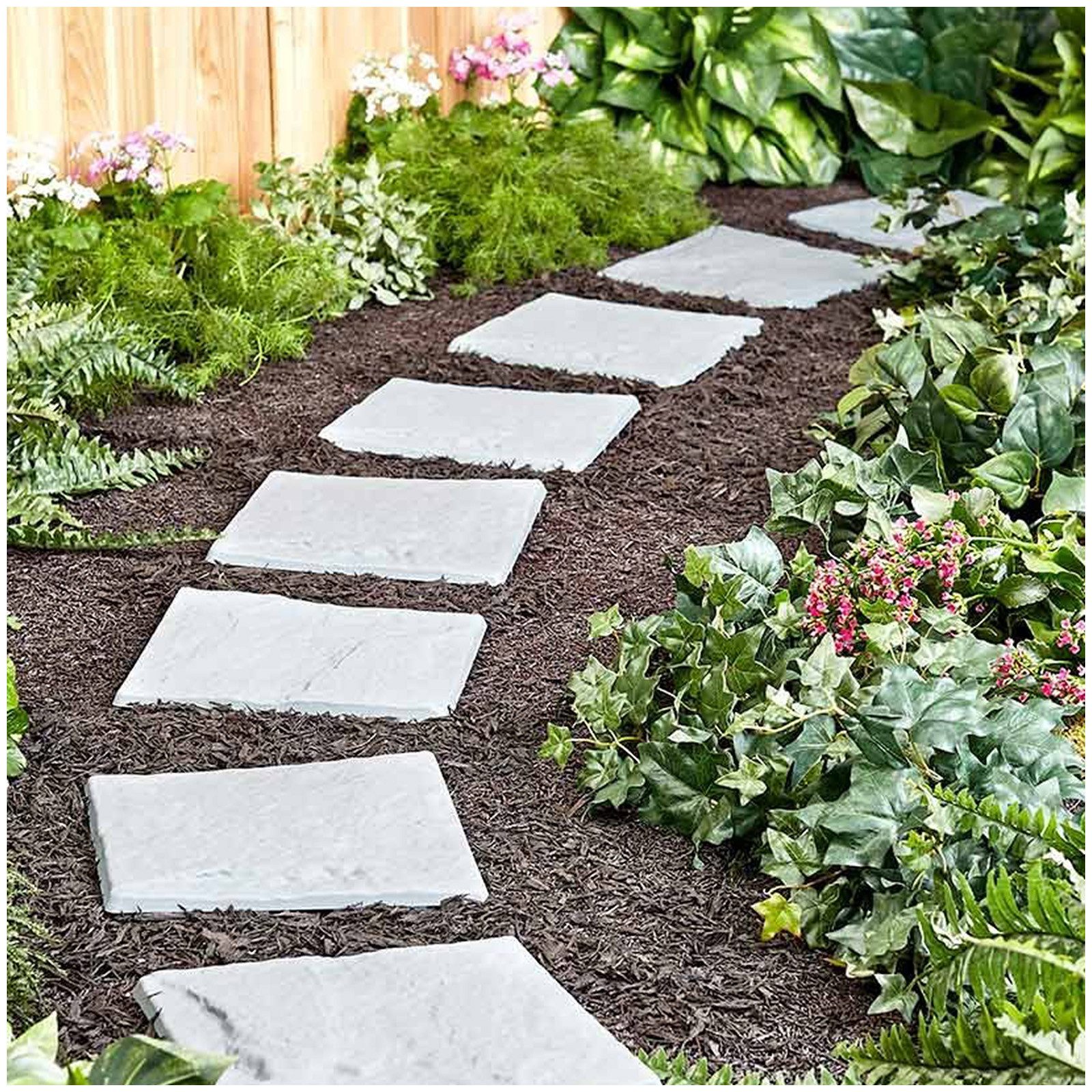 HTI-Living Trittsteine Kunststoff Gehwegplatten Steinoptik 30x30 cm, 30x30 cm, Set, 4-St., 4 Platten, Trittstein Gartenweg