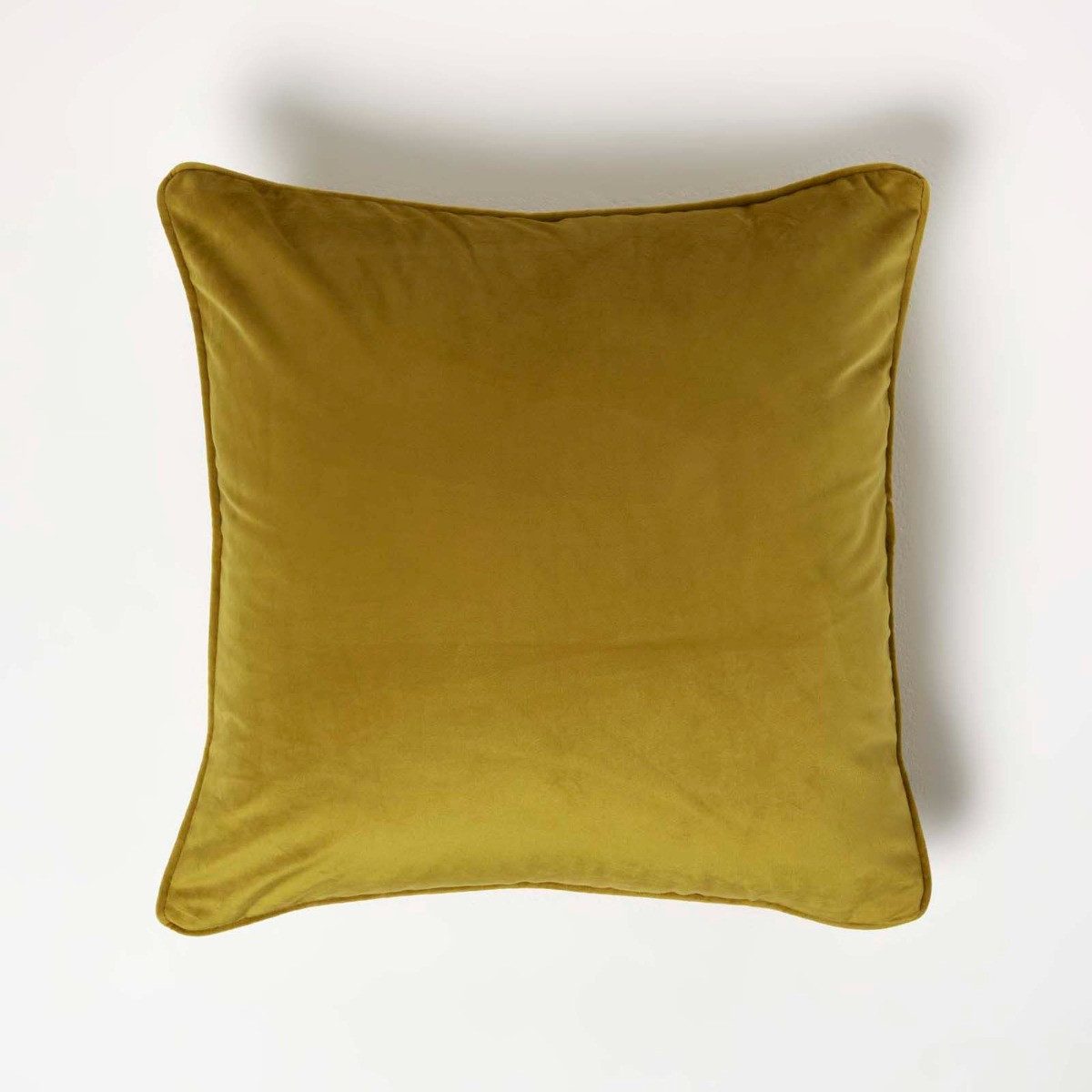 Kissenhülle Samt-Kissenbezug gold mit Paspel, 46 x 46 cm, Homescapes