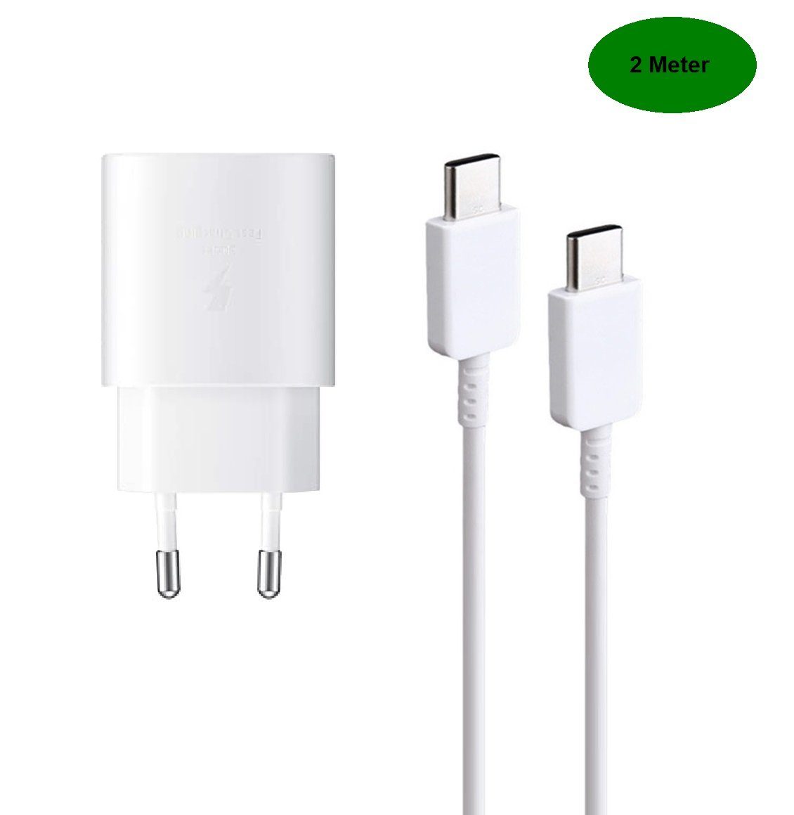 Ventarent Schnellladegerät USB C passt für Samsung Galaxy S25 S24 S23 S22 Ultra USB-Ladegerät (2,77 mA, Set, 2-tlg., 1x Ladekabel 2 Meter + 1x Adapter 25 Watt USB-C, Fast Charging)