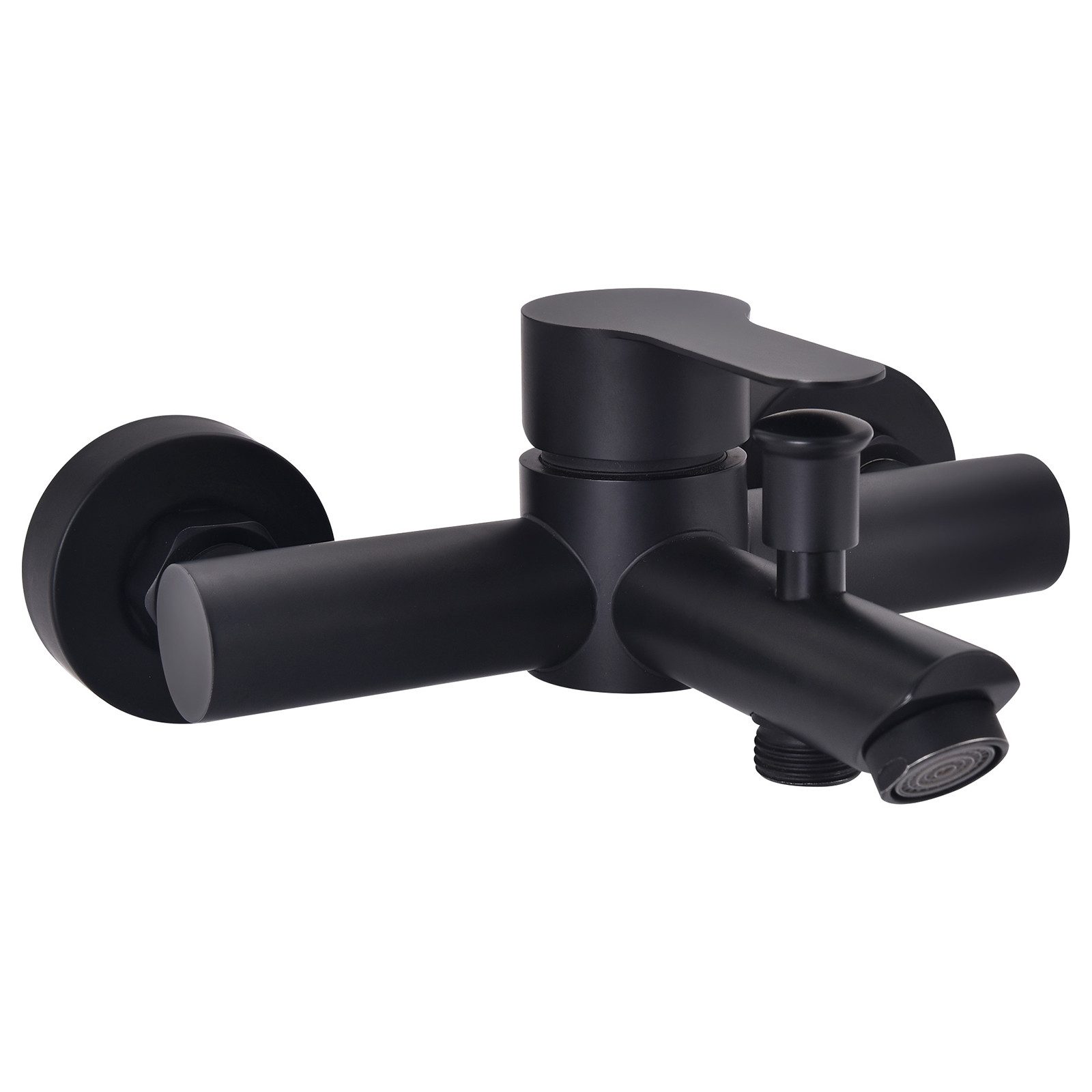 HOMELODY Wannenarmatur Badewannenarmatur Schwarz Wandarmatur mit Umsteller G1/2 (Set, 1-St) Einhebelmischer für Wanne und Handbrause, modernes Design