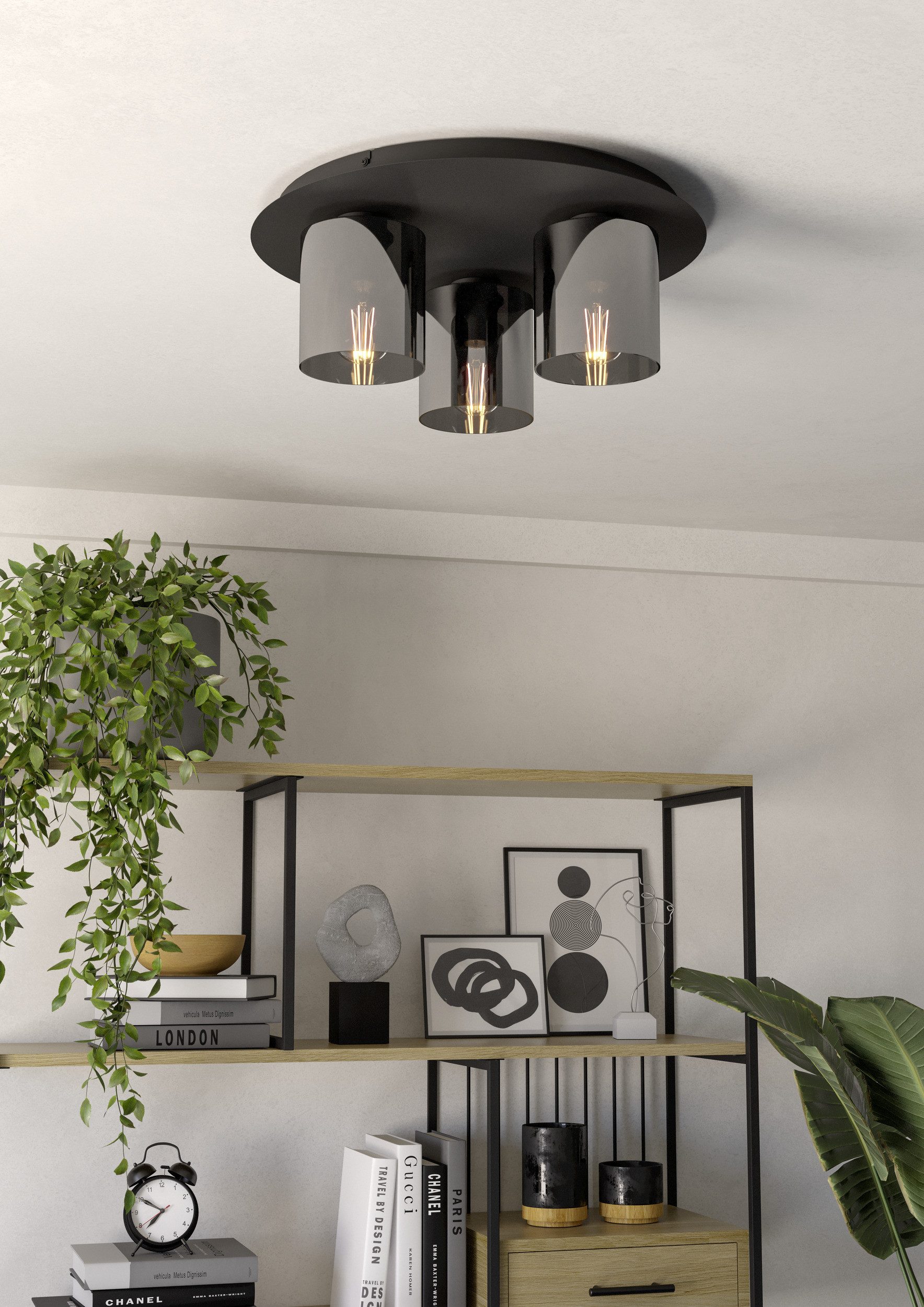EGLO Deckenleuchte GOROSIBA 1 Deckenlampe - Stahl - E27 - 3X40W - IP20, ohn günstig online kaufen