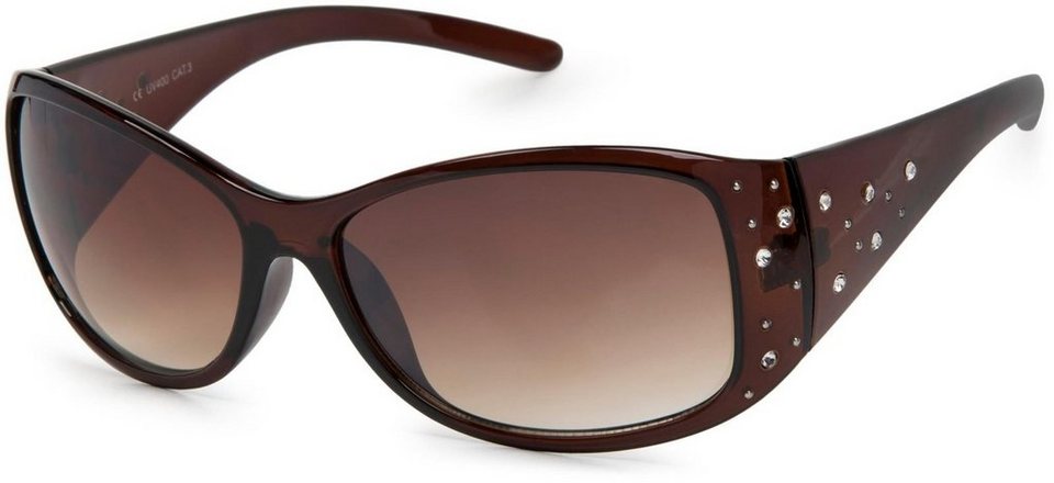 Metall Rahmen 09020120 styleBREAKER Damen Runde Sonnenbrille mit get/önten Polycarbonat Gl/äsern und Glitzer Side Shield