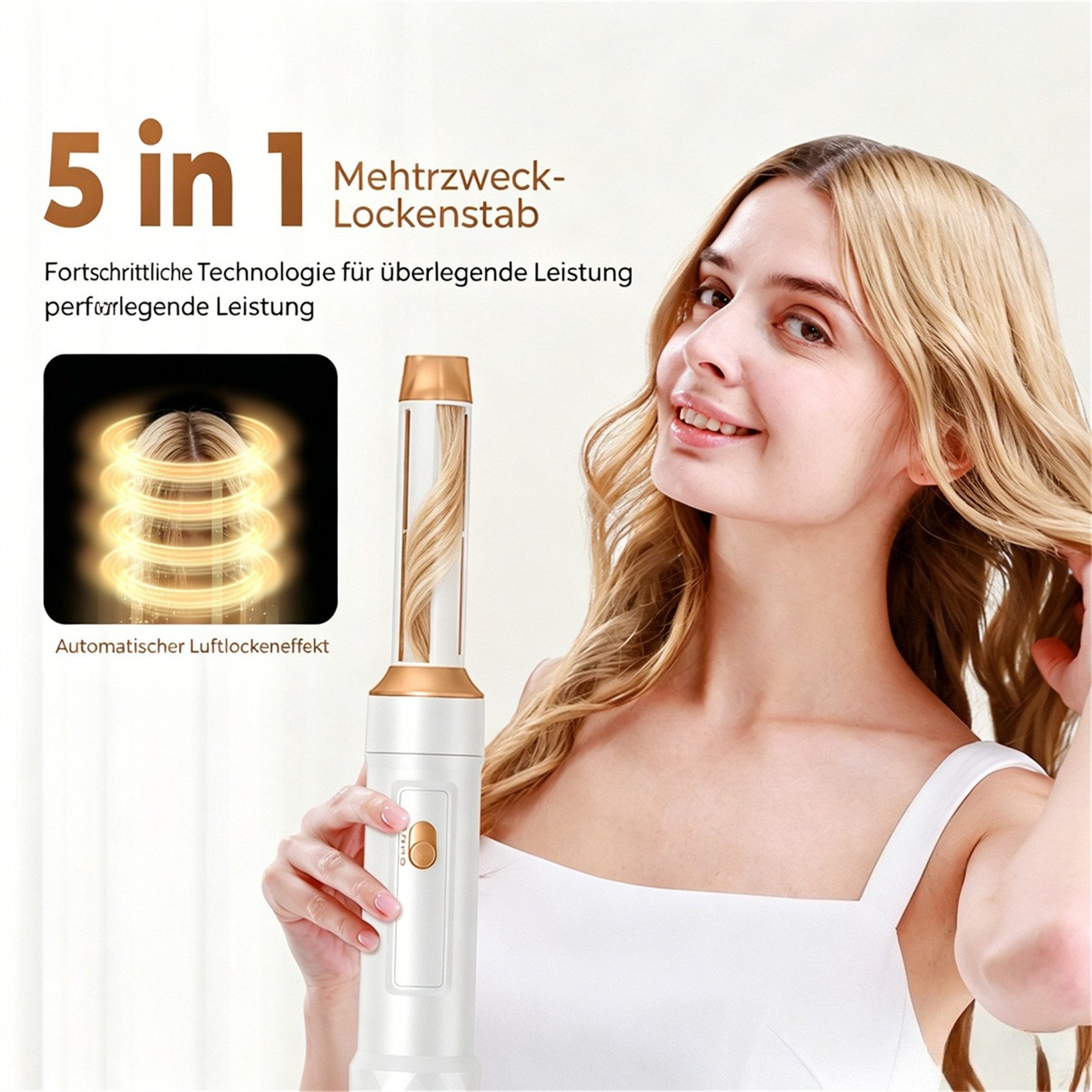 HOMELIVE Lockenstab 5-in-1 Heißluft-Styler mit Saugfunktion und Haartrockner, Drei Geschwindigkeitsknopf, Sicherheitsschloss, 360° drehbares Seil – Bild 3 von 5