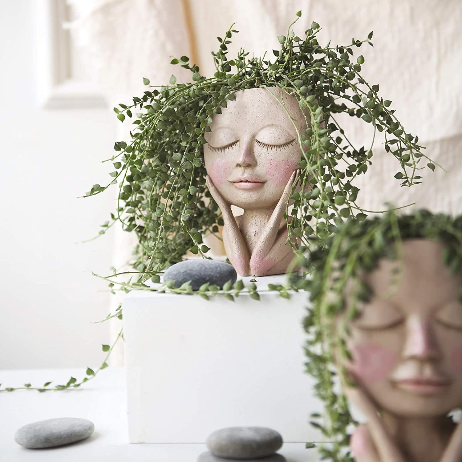 Kopf Hole, Blumentopf mit Kopf Blumentöpfe Vase Gesicht,Menschlicher Drainage Design,Blumentöpfe Menschlicher mit menschlicher Gesicht Design Gesicht,kreative XDeer