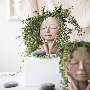 XDeer Blumentopf Blumentöpfe mit Gesicht,Menschlicher Kopf Design,Blumentöpfe Gesicht,kreative menschlicher Gesicht Vase mit Drainage Hole, Menschlicher Kopf Design