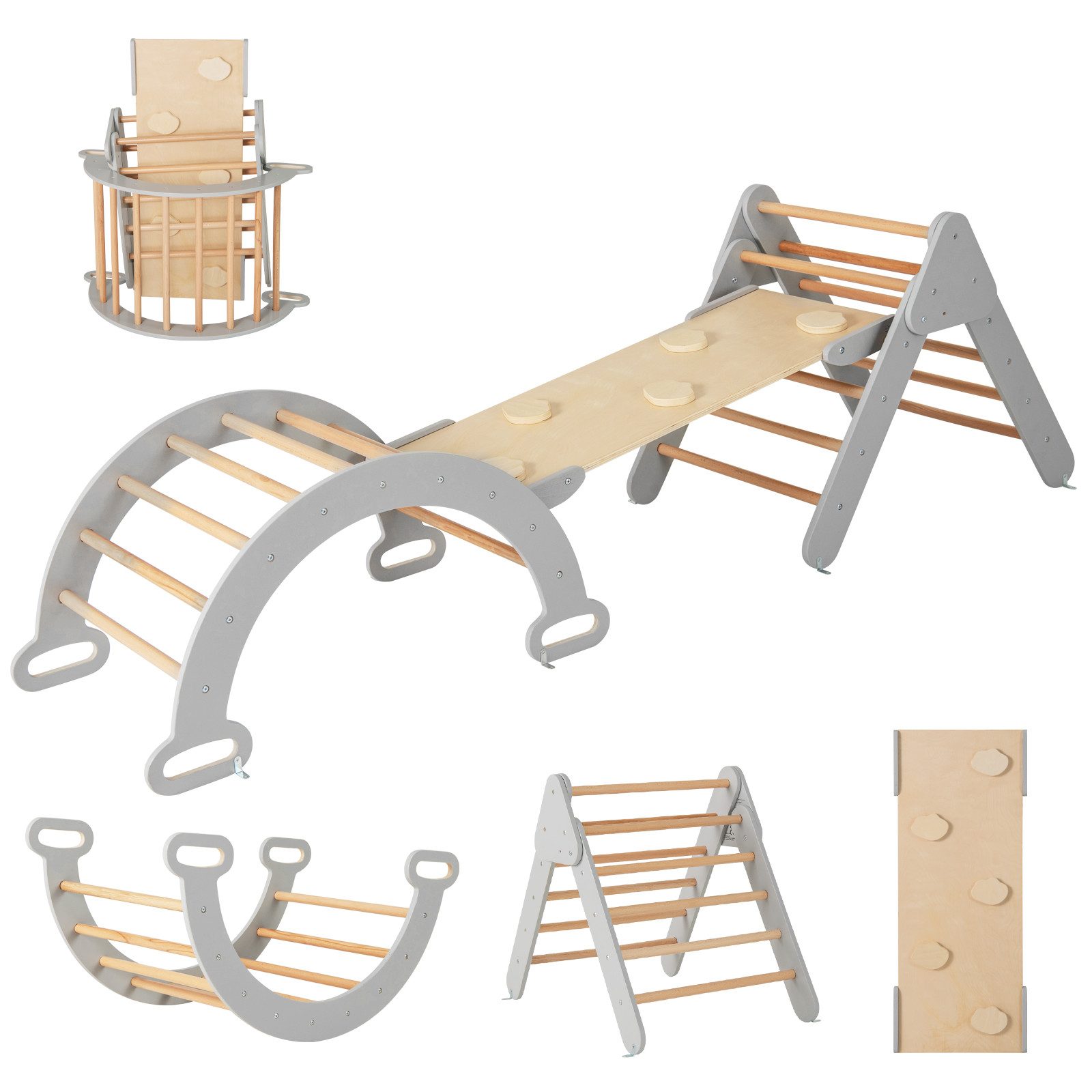 COSTWAY Klettergerüst, 4 in 1 Kletterbogen mit Rampe, Tragfähigkeit von 50kg