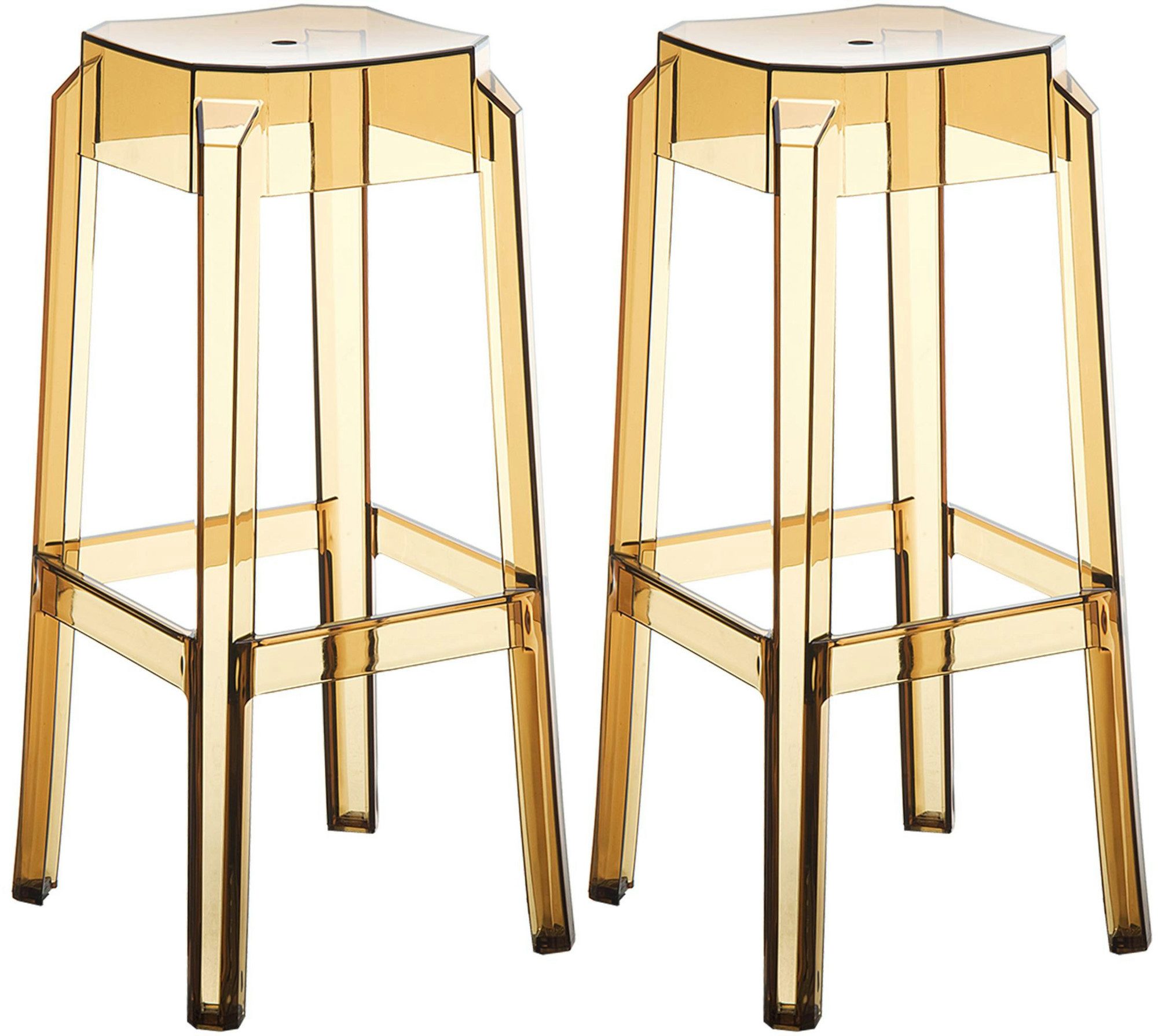furnicato Barhocker Fox 2er Set 75x36x36 cm bernstein (1 St), Stapelbare Tresenhocker mit Fußstütze für deinen Außenbereich