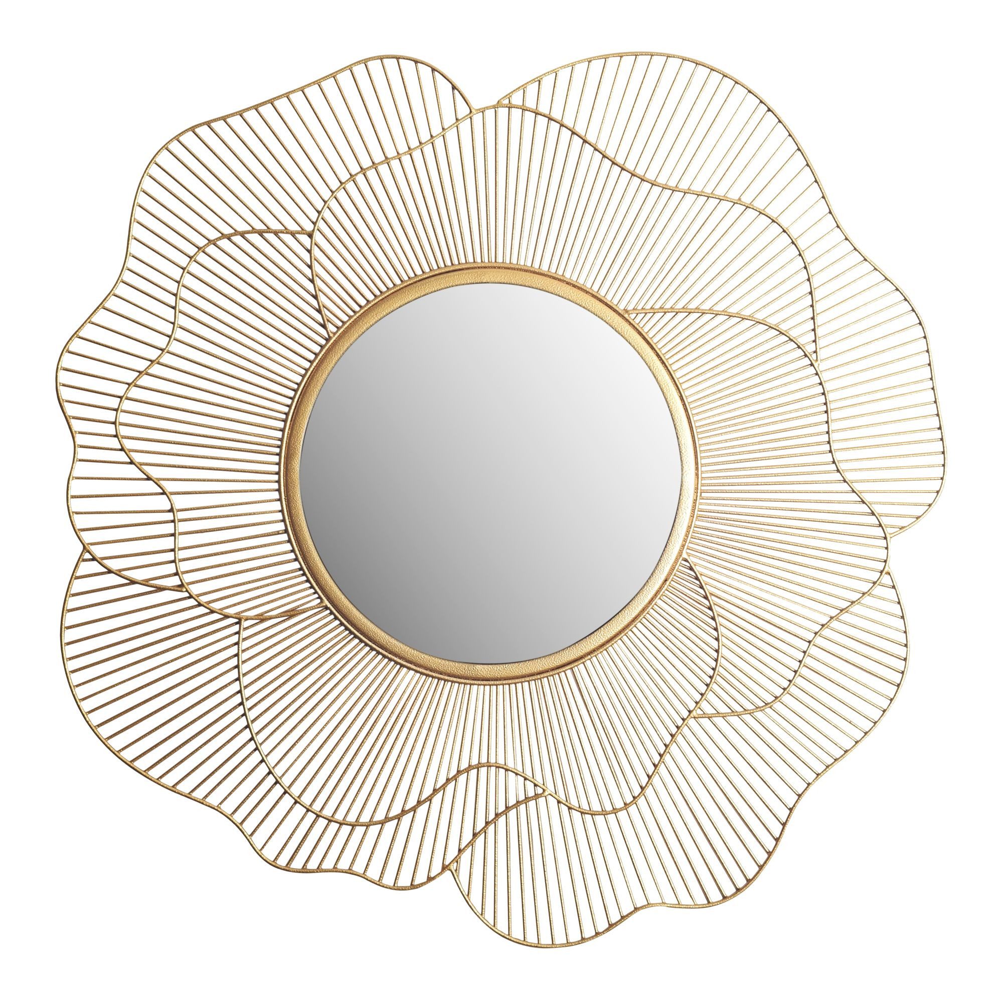 Spiegel Wandspiegel Rose 77 cm Metall Design Hängespiegel Gold, Eisen