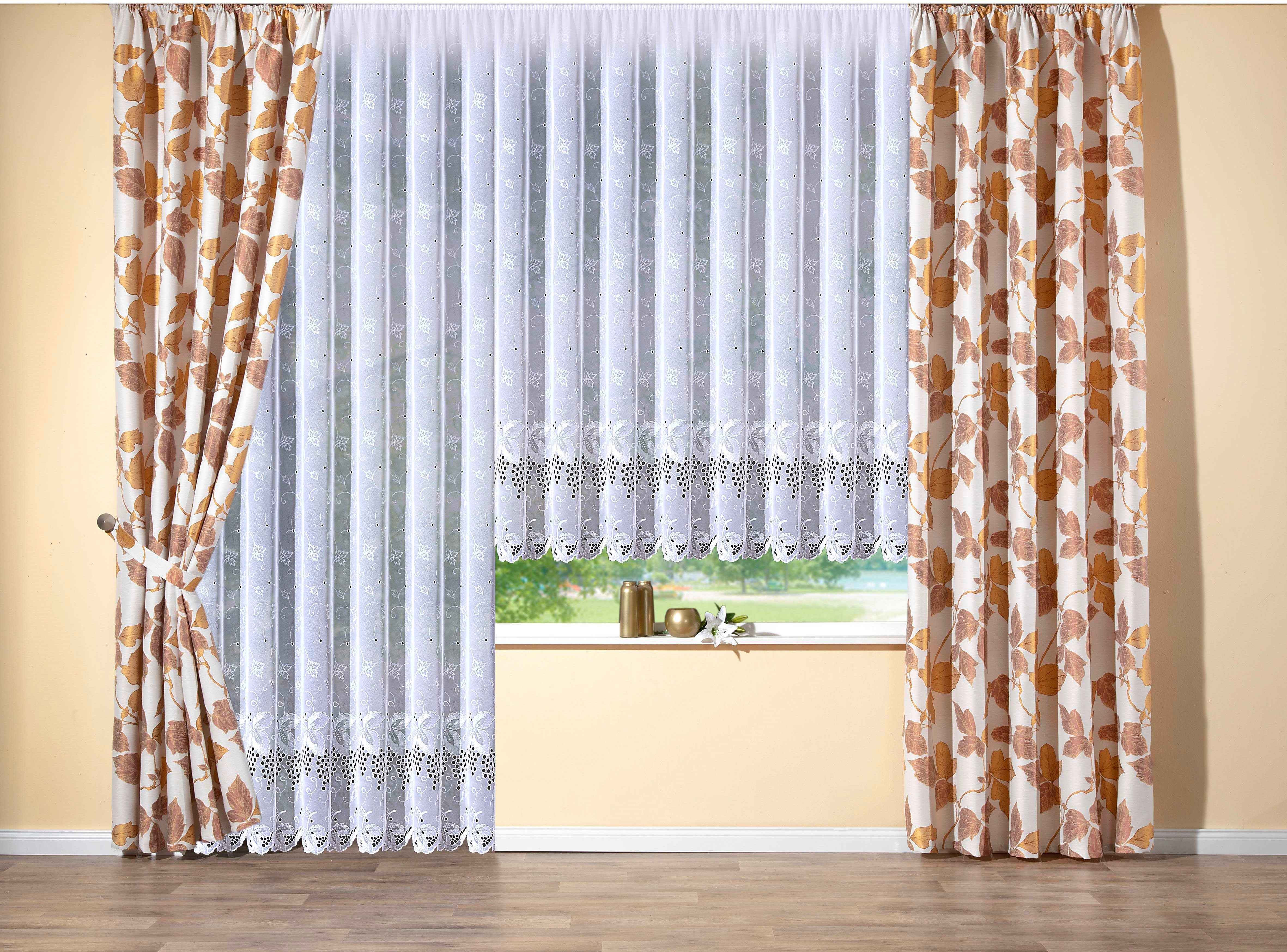 Stickereien Plauen Gardine Rebe (1 St), Kräuselband, halbtransparent, Sablé günstig online kaufen