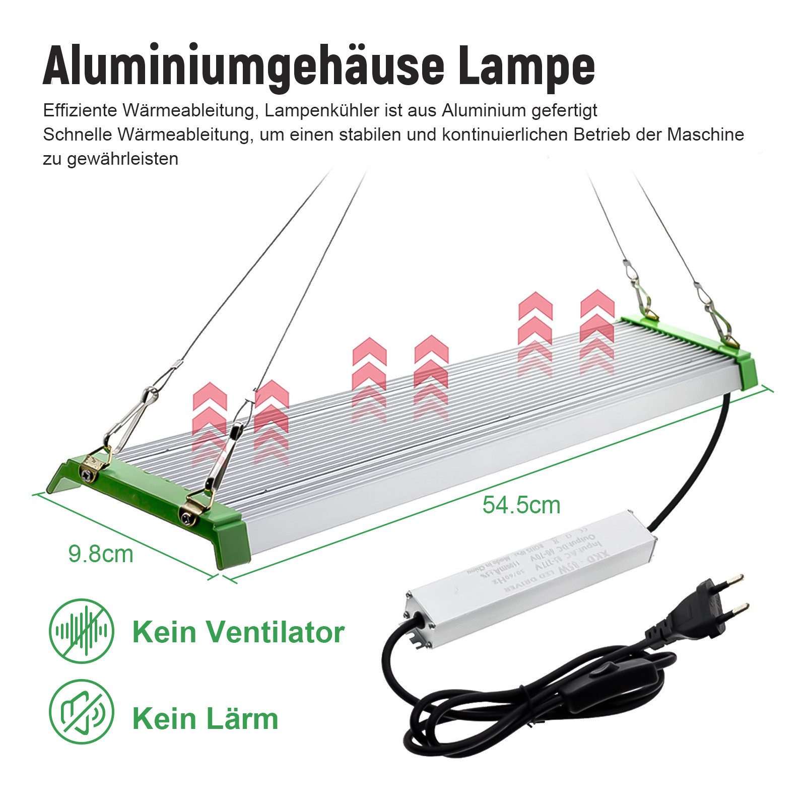 Rosnek Pflanzenlampe Vollspektrum LED Pflanzenlampe, dimmbar, hohe Helligkeit, 226 LEDs, LED fest integriert, Für Hydroponik, Gewächshaus & Indoor Growing, 2er-Set mit 1 Stecker