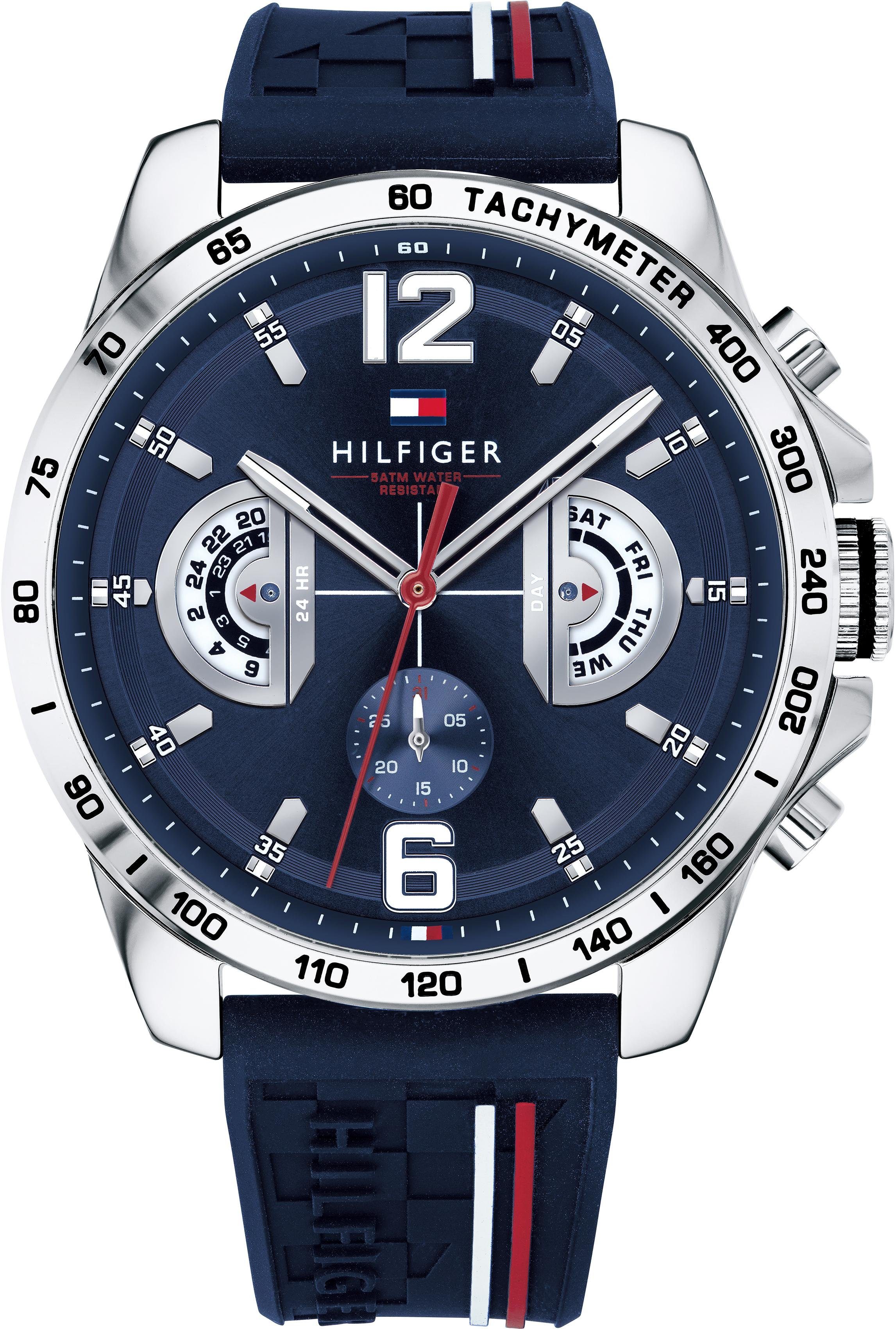 Tommy Hilfiger Multifunktionsuhr COOL SPORT, 1791476, Quarzuhr, Armbanduhr, Herrenuhr, Datum, 12/24-Std.-Anzeige, analog