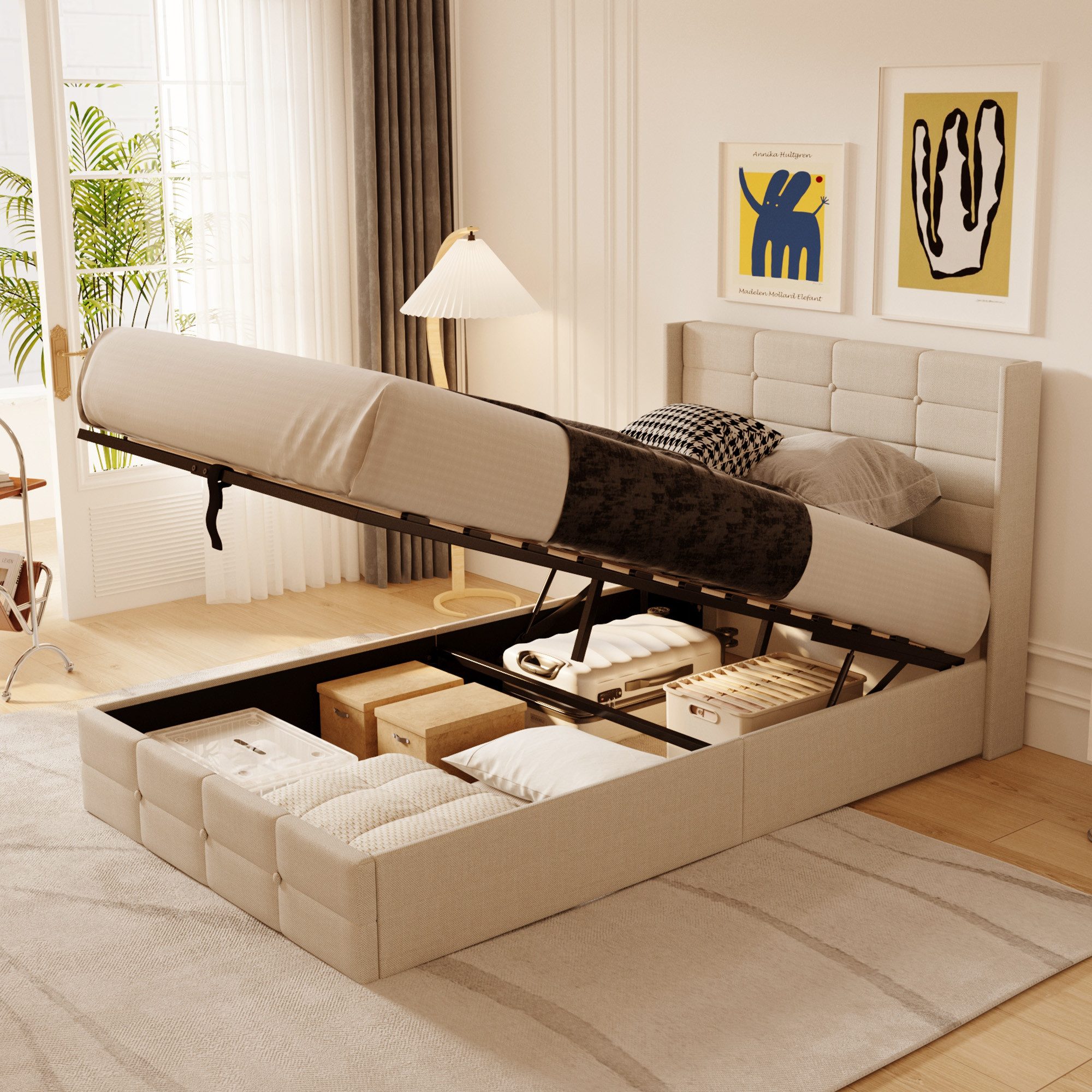 Bealife Polsterbett Einzelbett/Doppelbett mit hydraulischem Stauraum günstig online kaufen