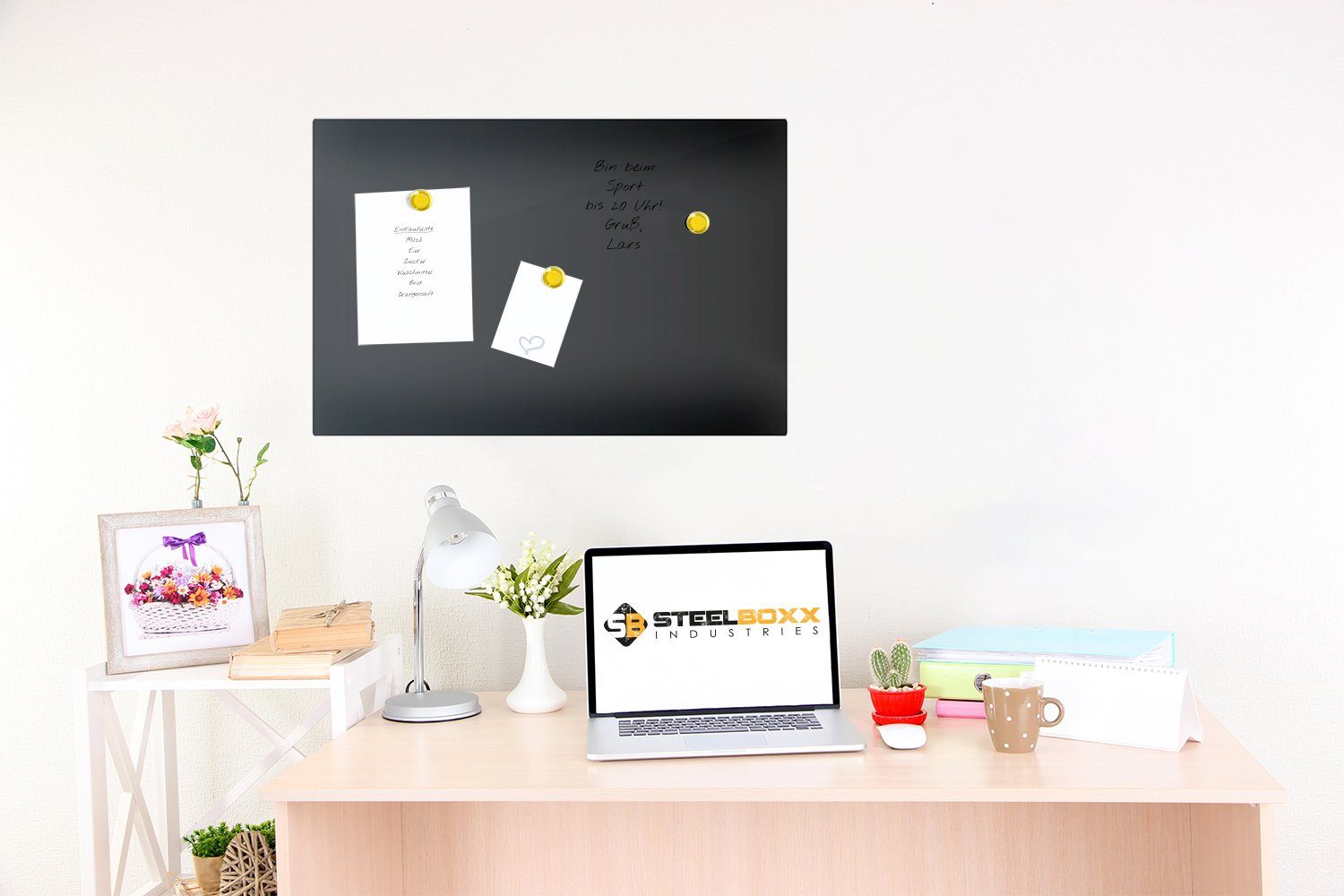 Steelboxx Memoboard Glas Memoboard, 200 x 600 x 40 mm, schwarz, (Spar Set, günstig online kaufen