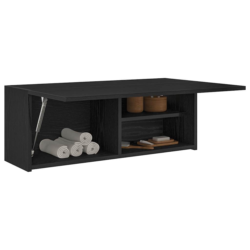 vidaXL Schrankmodule Bad-Wandschrank Schwarz 80x25x30 cm Holzwerkstoff
