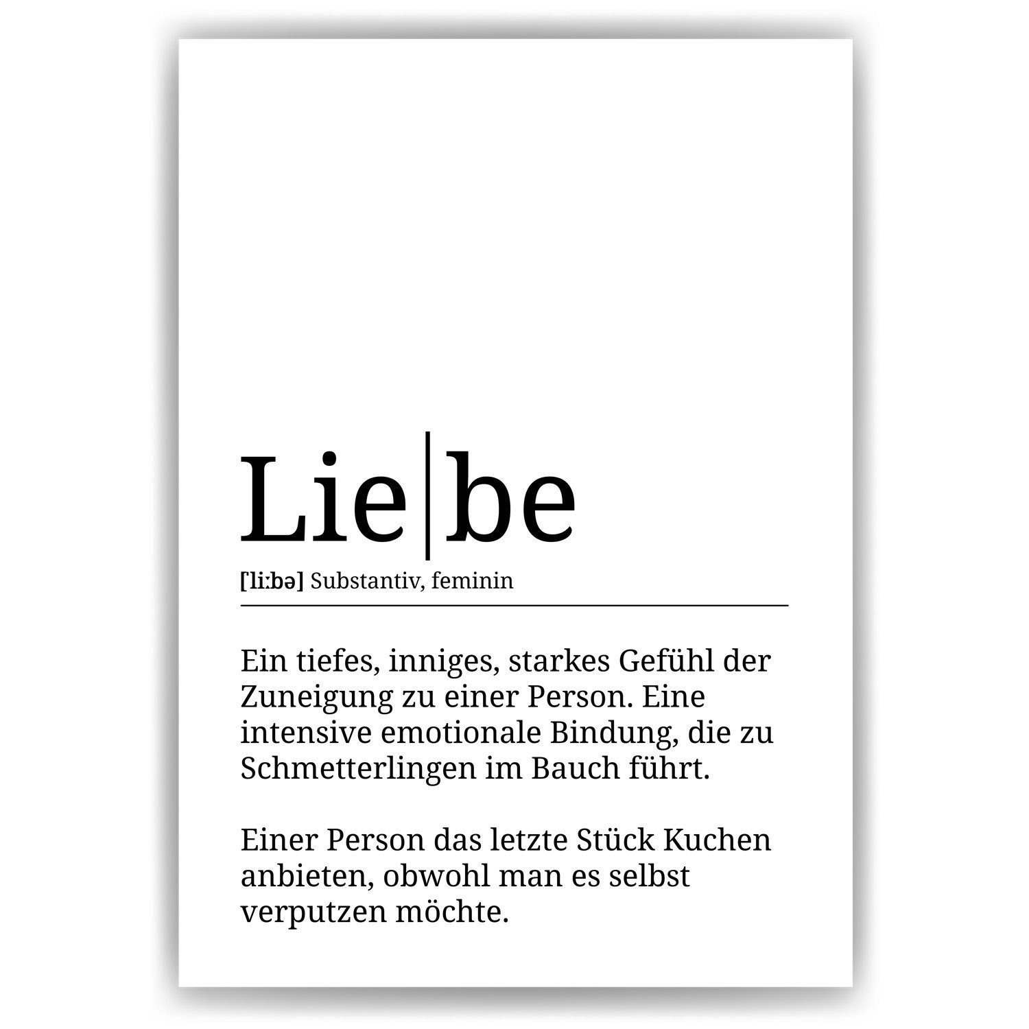 Poster Liebe Definition Liebesposter Wandbild Valentinstag Geschenk