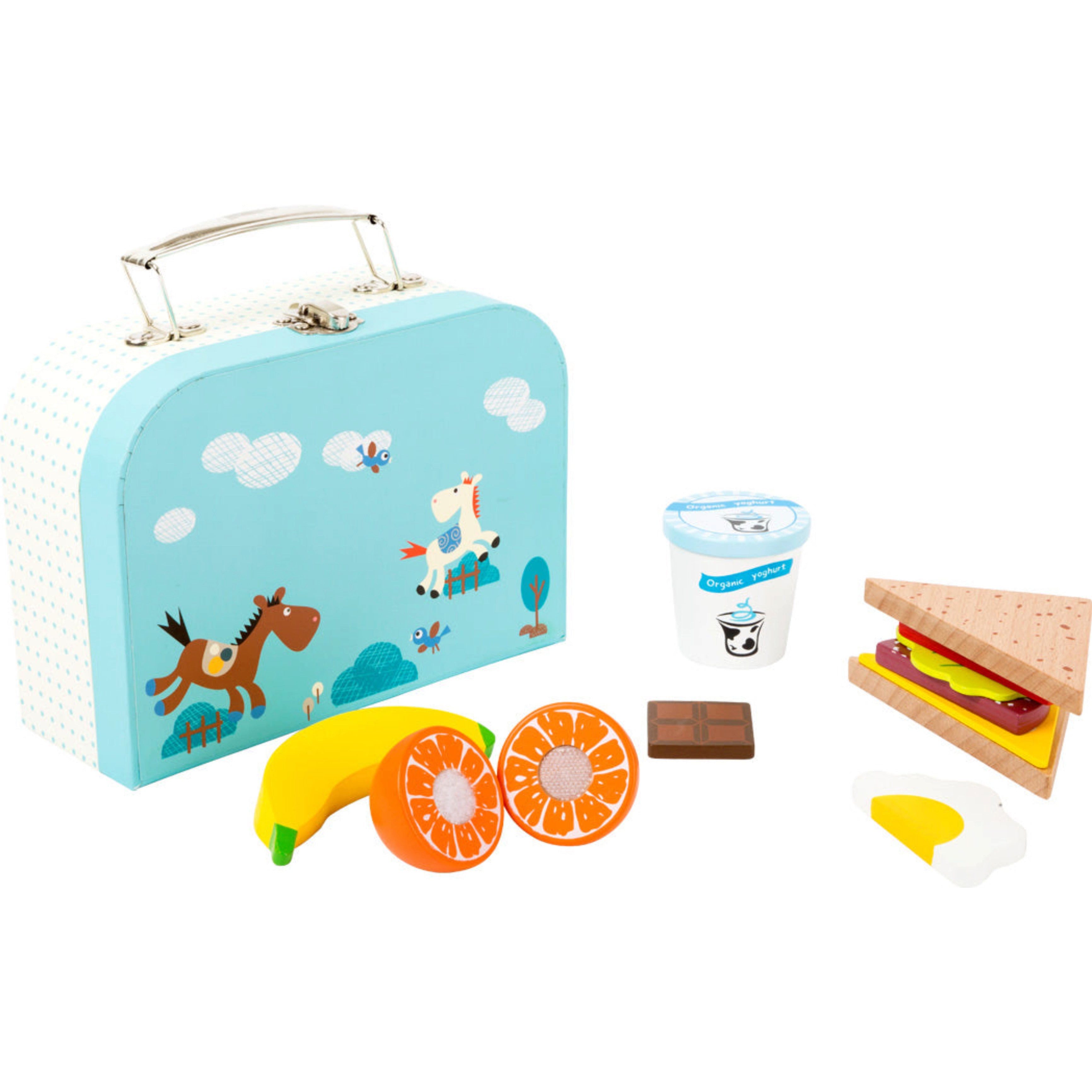 small foot GmbH & Co. KG Lernspielzeug Lunchbox/Koffer mit Lebensmitteln aus Holz von small foot