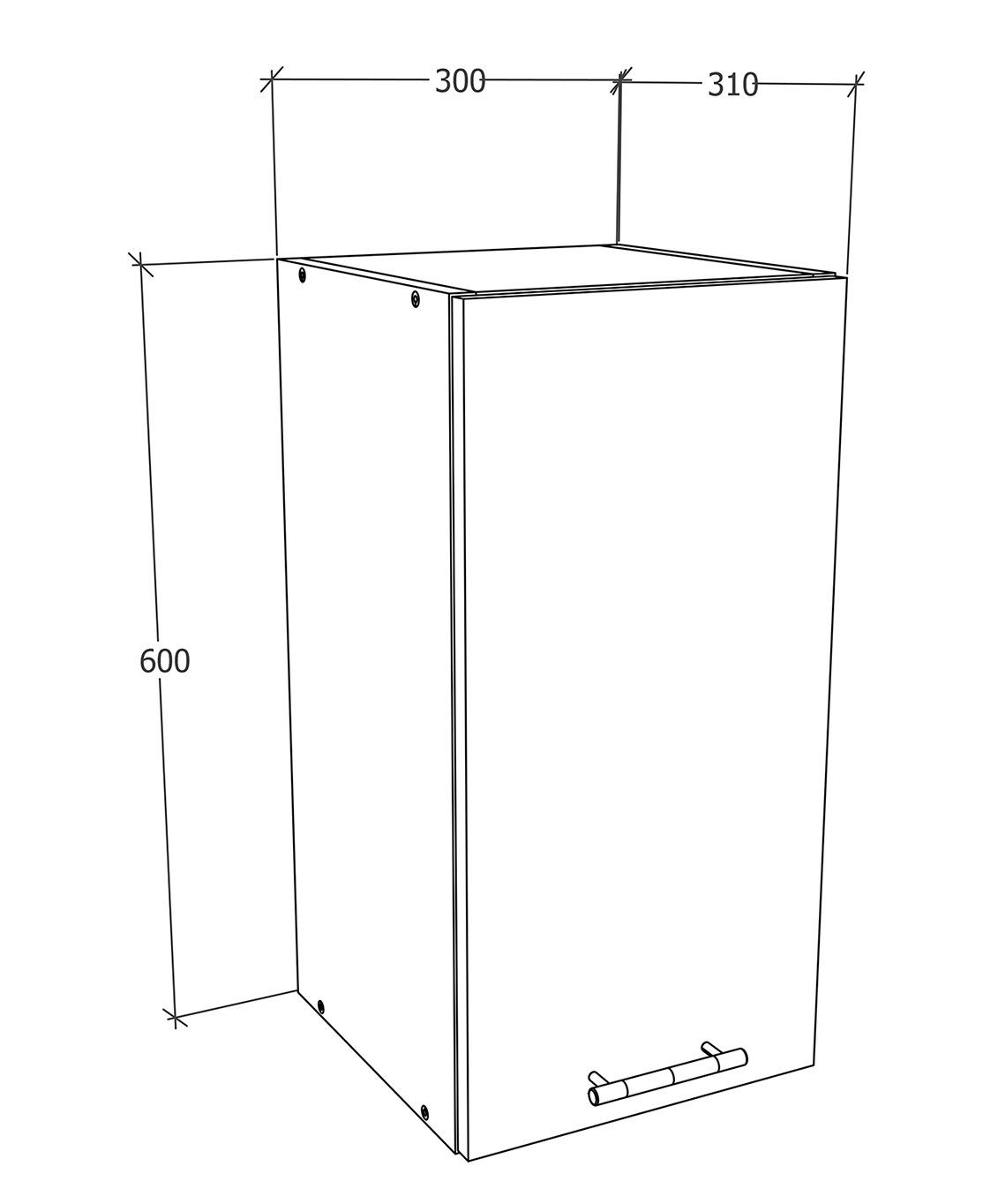 VCM Hängeschrank Esilo Küchenschrank B. 30 x T. 31 x H. 60 cm Wandhängender Stauraum für Geschirr und Vorräte, Küche und Wohnbereich – Bild 4 von 4