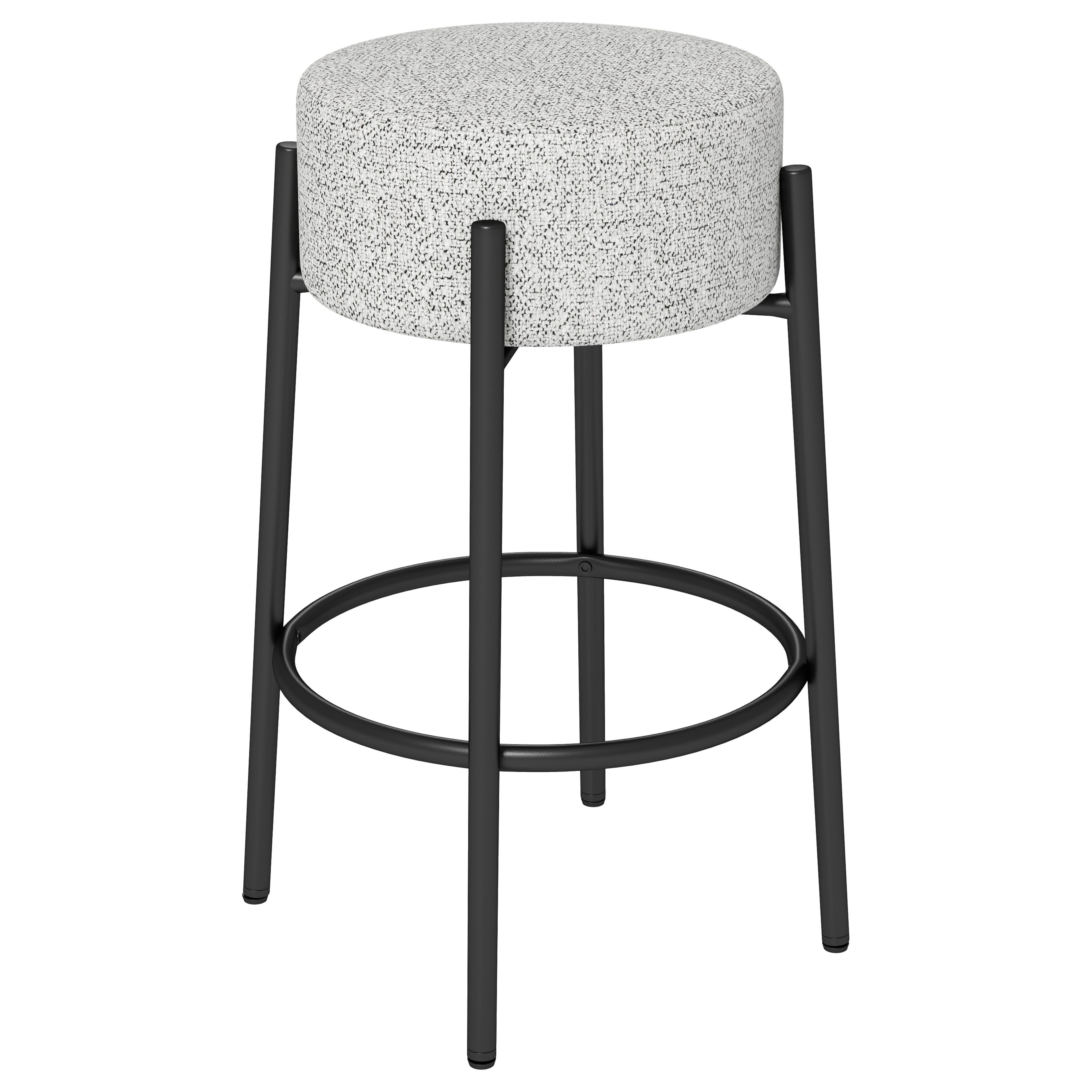 COSTWAY Barhocker, Sitzhöhe 68cm, Sitzhocker gepolstert, rund, mit Fußstütze