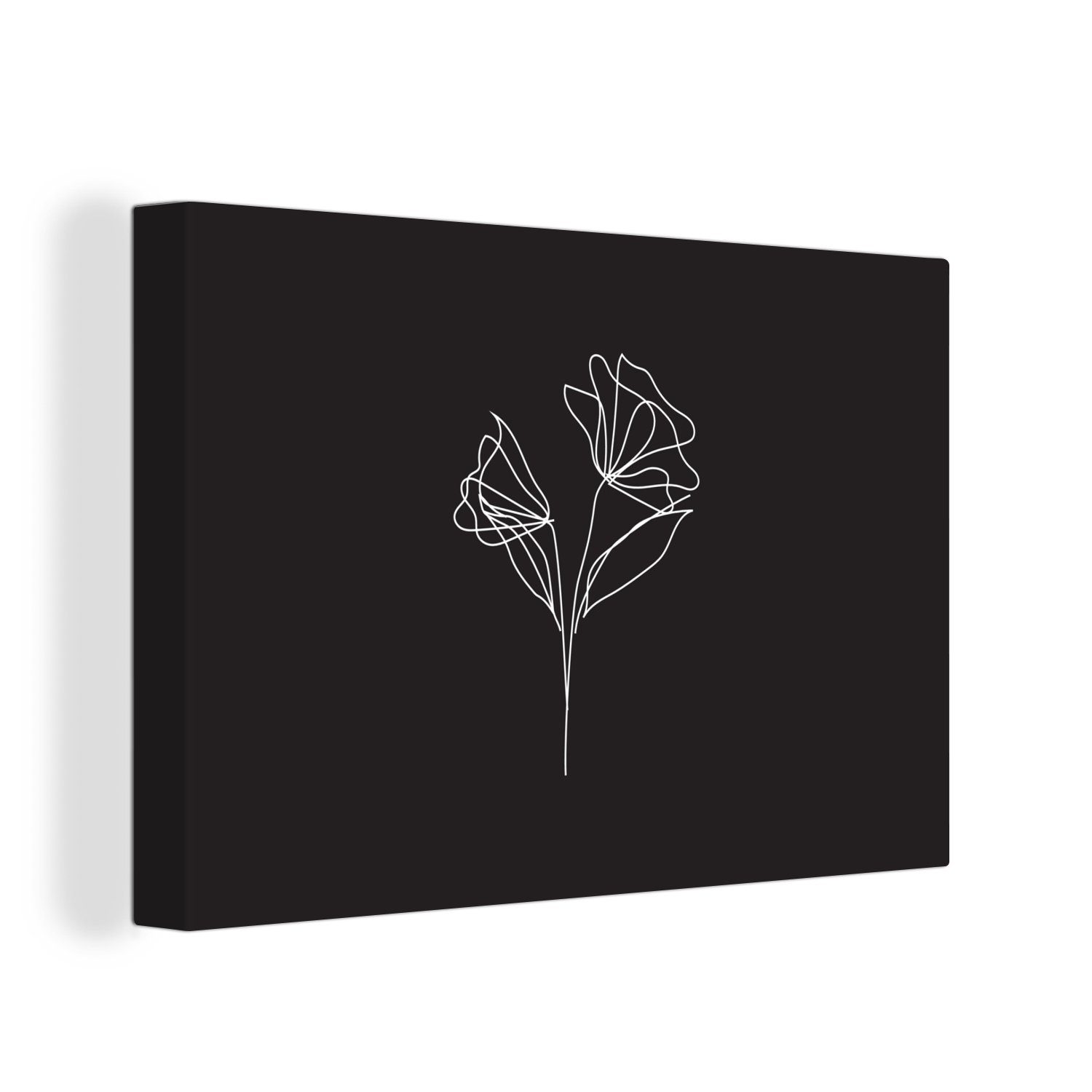 OneMillionCanvasses® Leinwandbild Blumen - Mohn - Schwarz - Weiß, (1 St), Wandbild Leinwandbilder, Aufhängefertig, Wanddeko, 30x20 cm