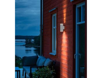 meineWunschleuchte LED Außen-Wandleuchte, LED wechselbar, Fassadenbeleuchtung Haus-wand beleuchten, Außenlicht Weiß, H: 23,5cm