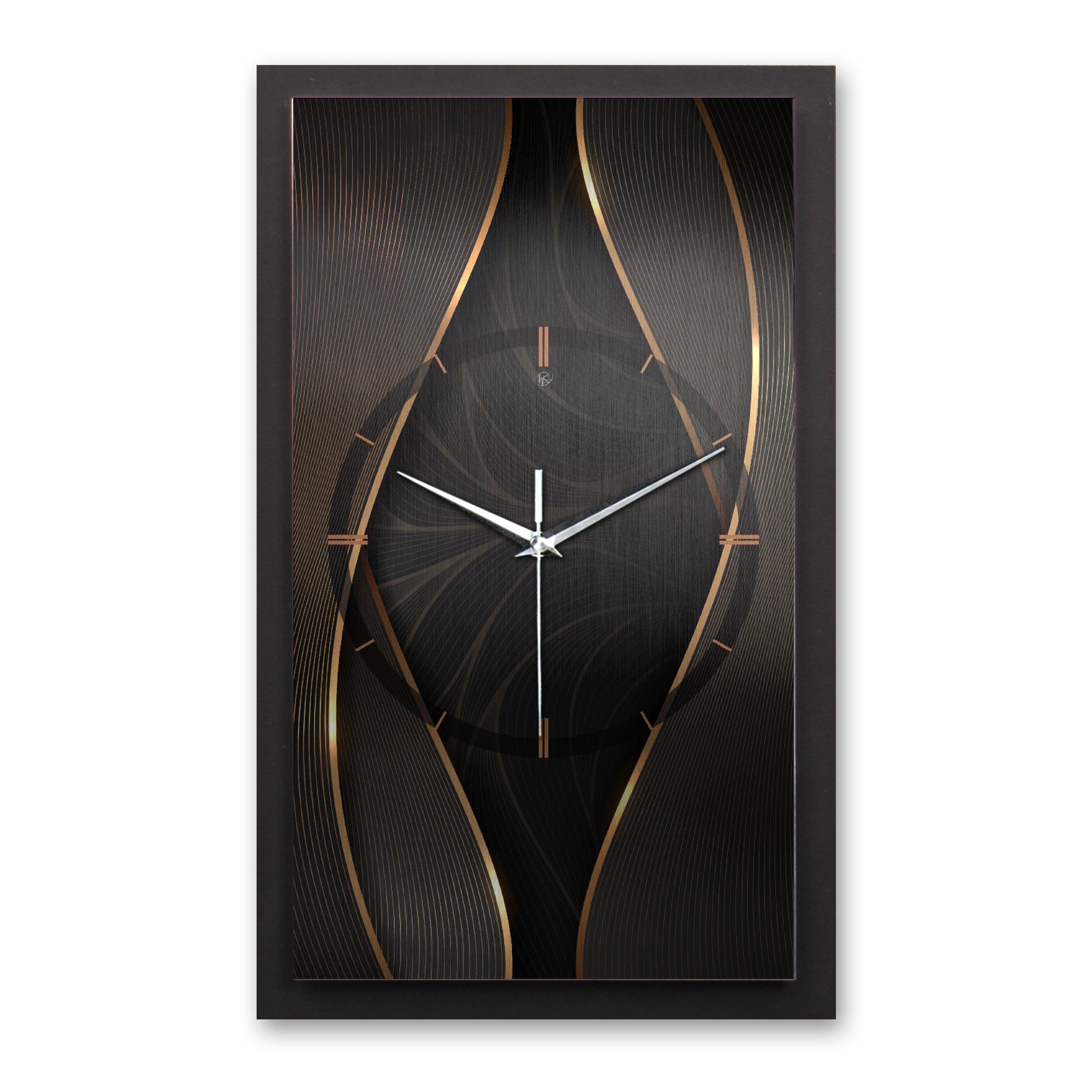 Kreative Feder Wanduhr 3D Designer-Wanduhr Black & Gold (ohne Ticken; Funk- oder Quarzuhrwerk; elegant, außergewöhnlich, modern)