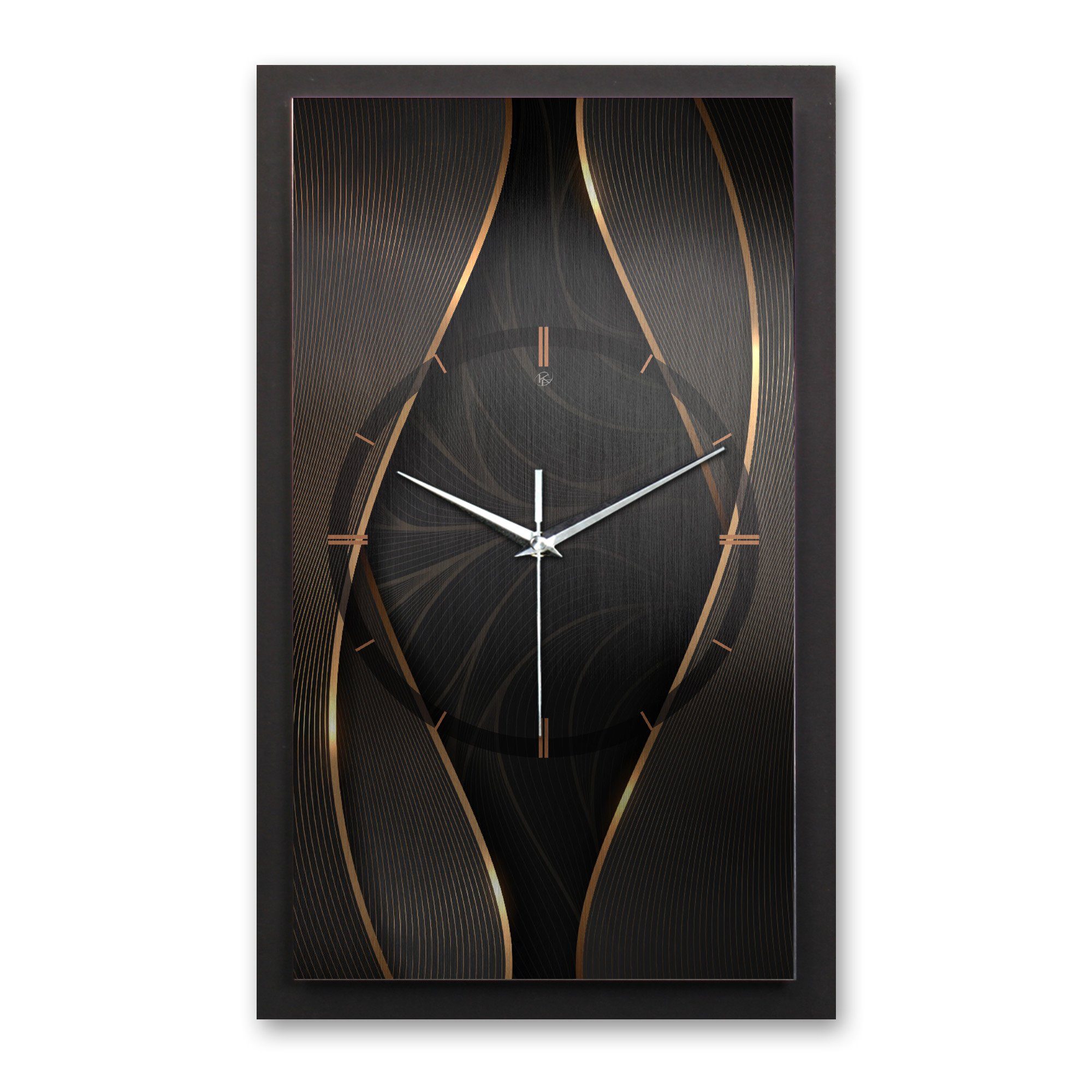 Kreative Feder Wanduhr 3D Designer-Wanduhr Black & Gold (ohne Ticken, Funk- oder Quarzuhrwerk, elegant, außergewöhnlich, modern)