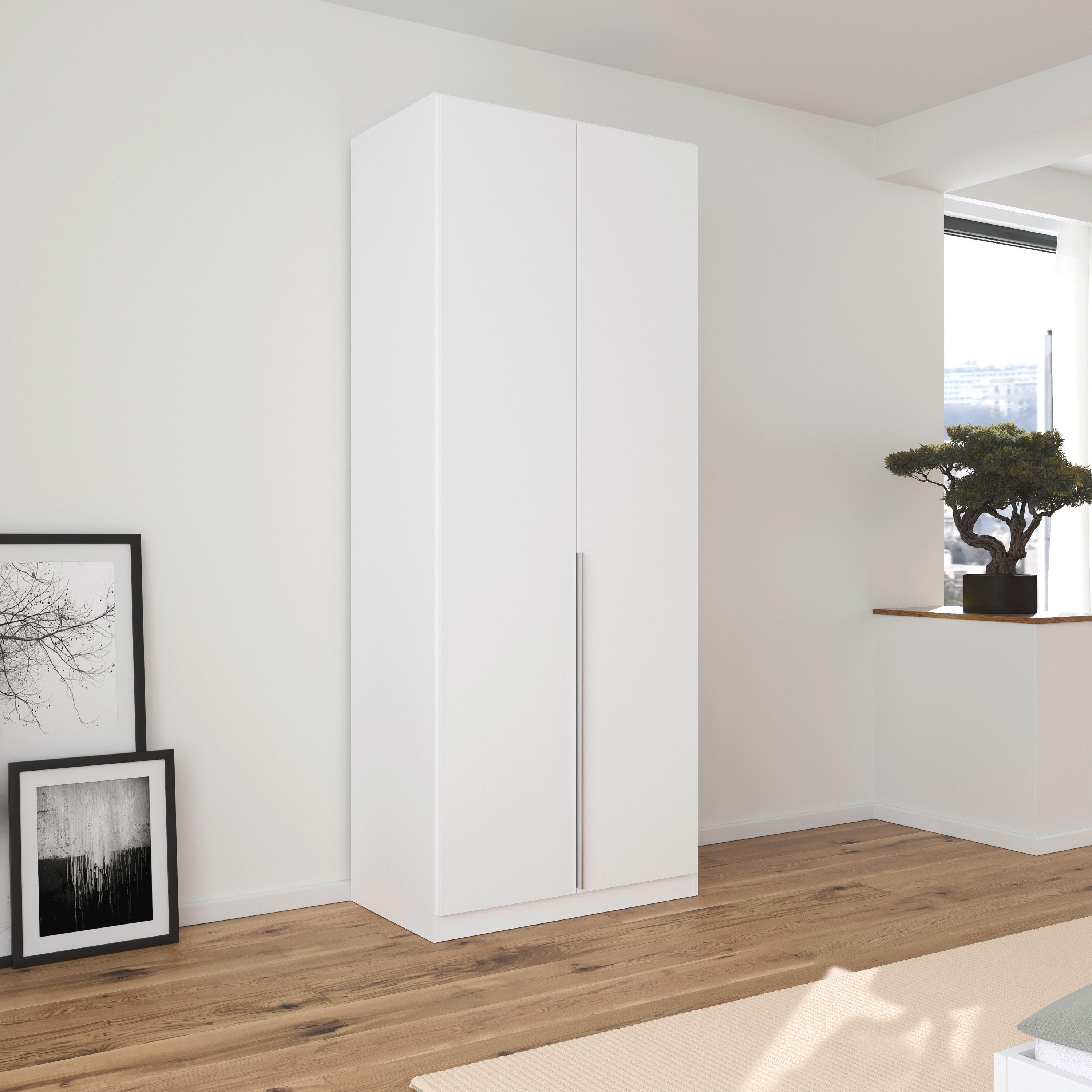 OTTO home Drehtürenschrank Kleiderschrank Schrank Garderobe AGORDO Schlafzimmer (in zwei Griff-Farben, Breiten 91-405 cm, Dekor- oder Hochglanzfront) durchdachte Innenausstattung, in 8 Breiten und 2 Höhen MADE IN GERMANY