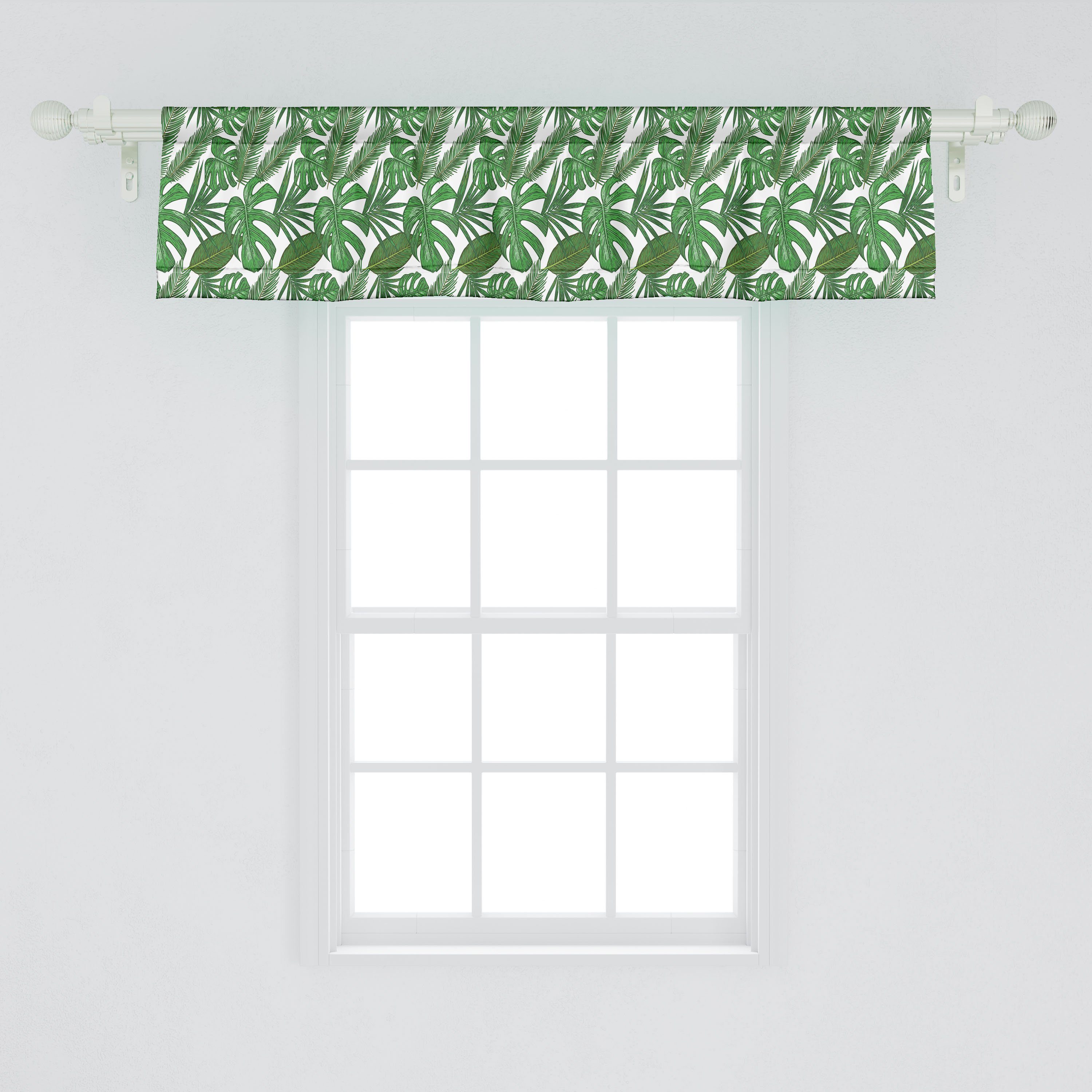 Schlafzimmer mit Philodendron Abakuhaus, für Microfaser, Scheibengardine Vorhang Dschungel Stangentasche, Dekor Volant Küche tropischen Sommer