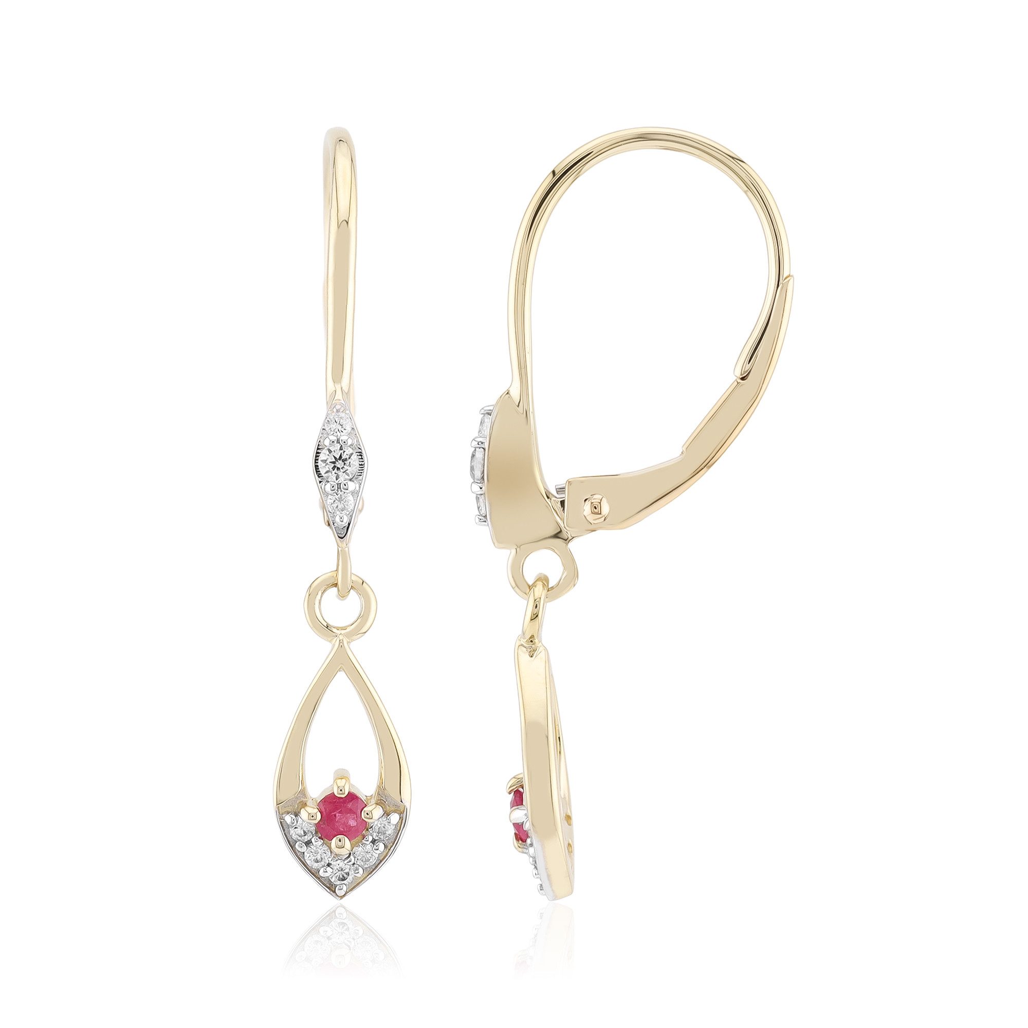 Cavill Ohrring-Set Cavill Gelbgold Ohrringe mit roten Beryll und Zirkonia 0,17 ct (2-tlg)