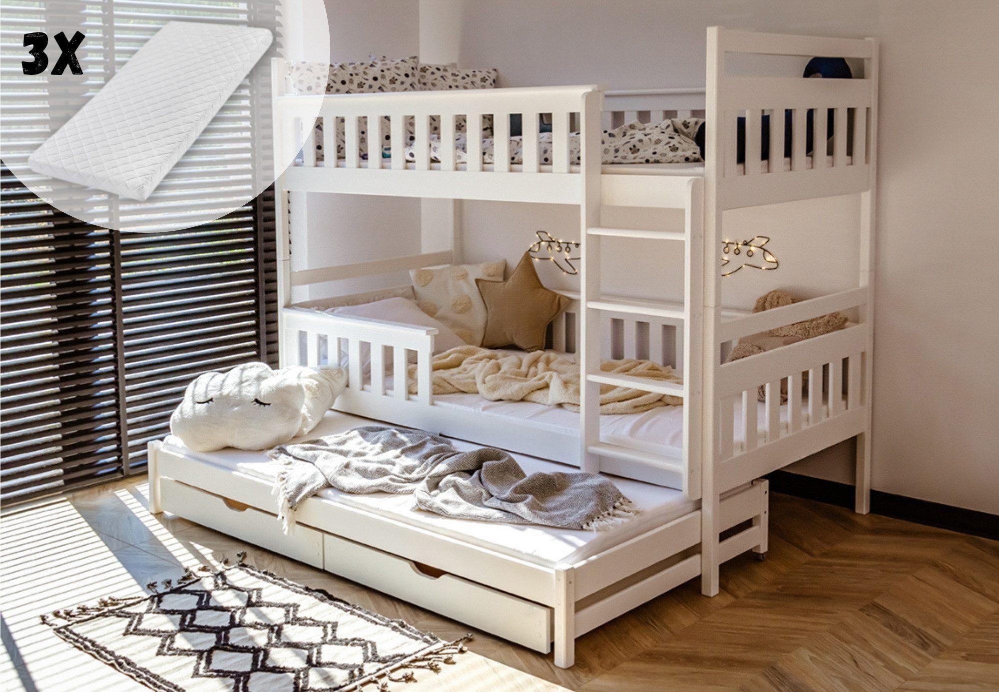Kids Collective Hochbett 90x200 mit Ausziehbettfunktion günstig online kaufen