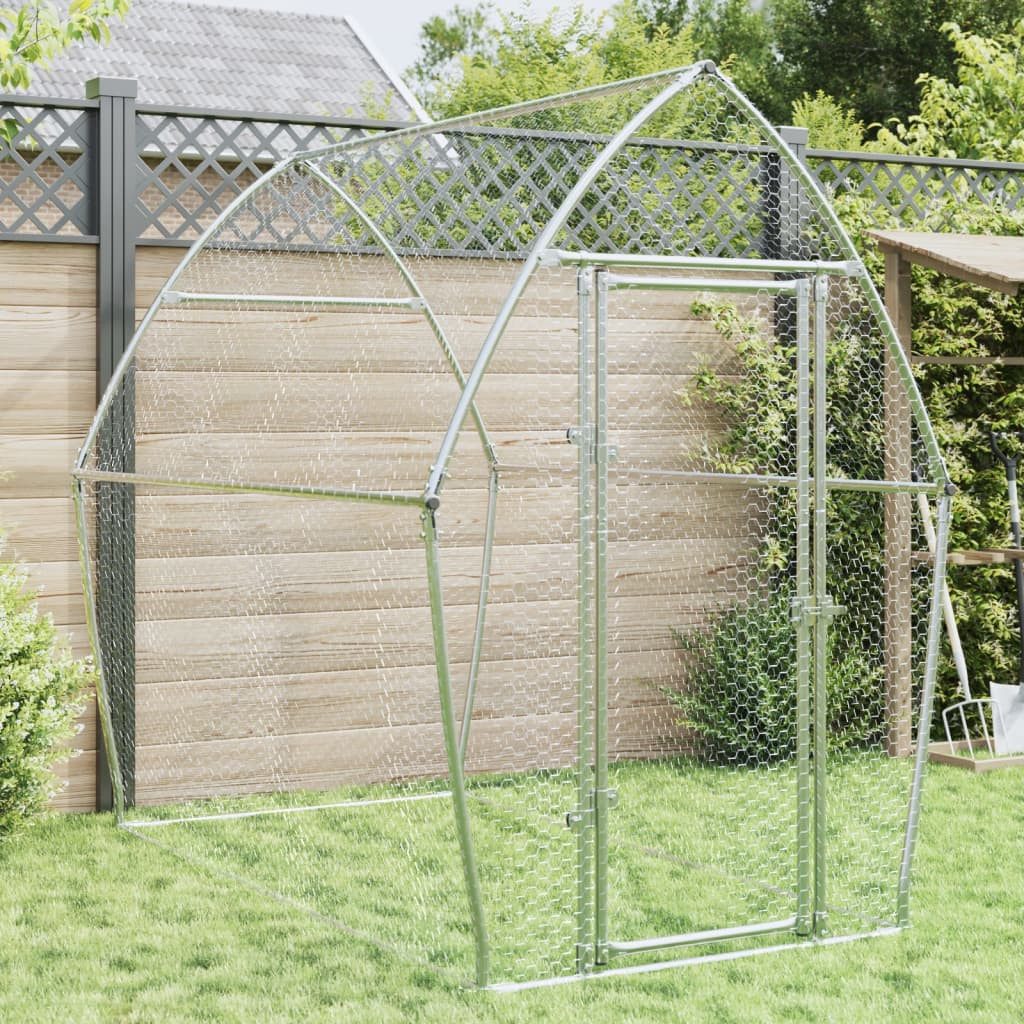vidaXL Hühnerstall, Hühnerkäfig Silbern 200x105x182 cm Verzinkter Stahl