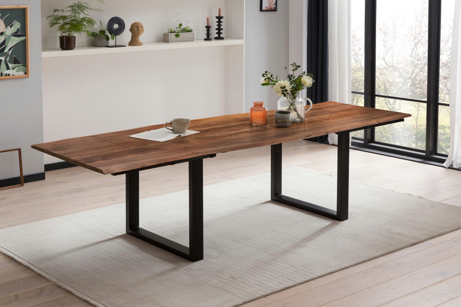 Trelevo® Baumkantentisch Adina, Akazienholz, 2 Ansteckplatten, günstig online kaufen