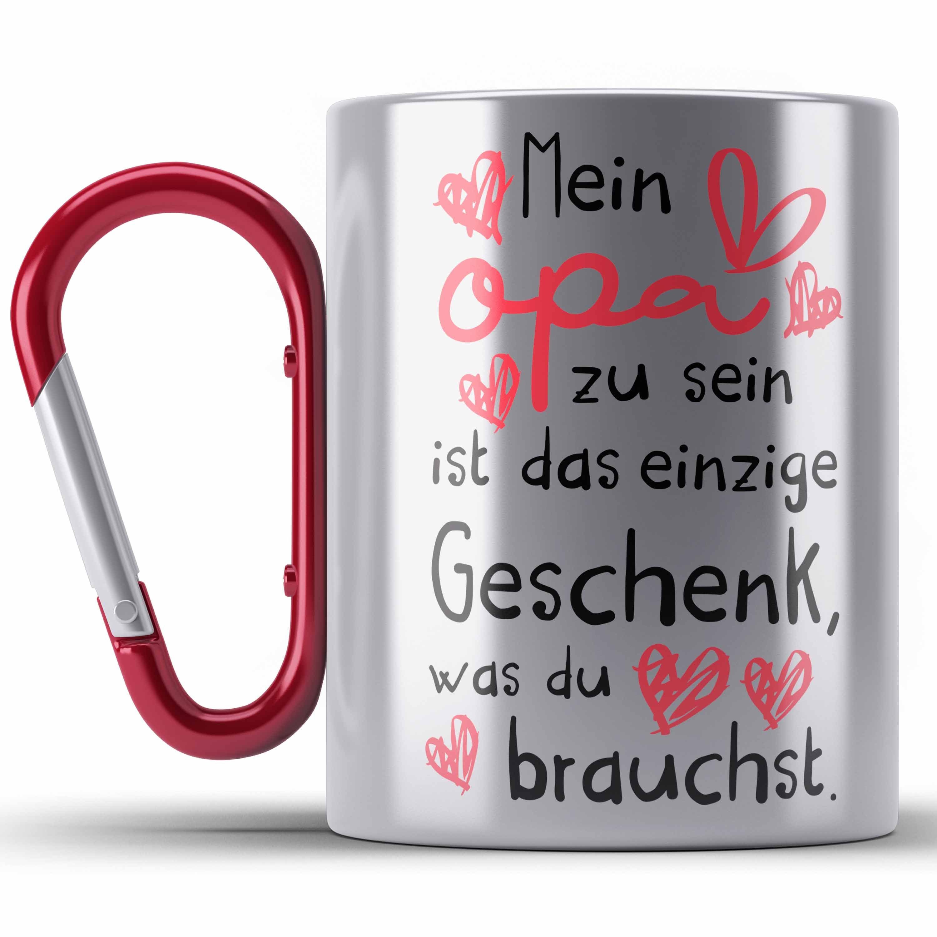 Trendation Rot Tasse mit Geschenke Opa für Thermotasse Geschenkidee Edelstahl Opa Geschenk Spruch