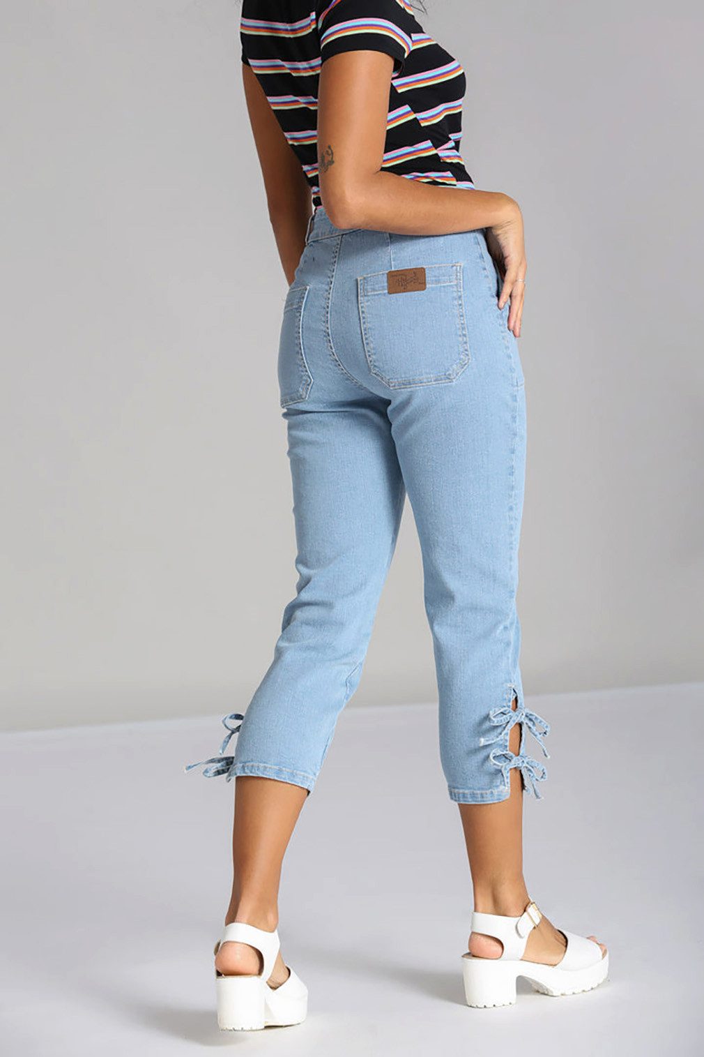 Hell Bunny Stoffhose Kiralee Cropped Hose Denim