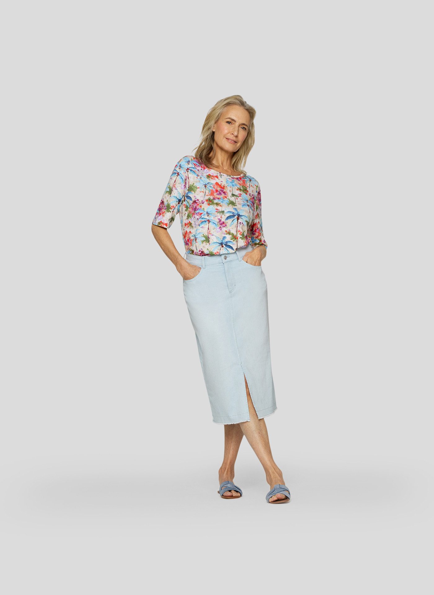 Rabe Rundhalsshirt mit floralem Muster