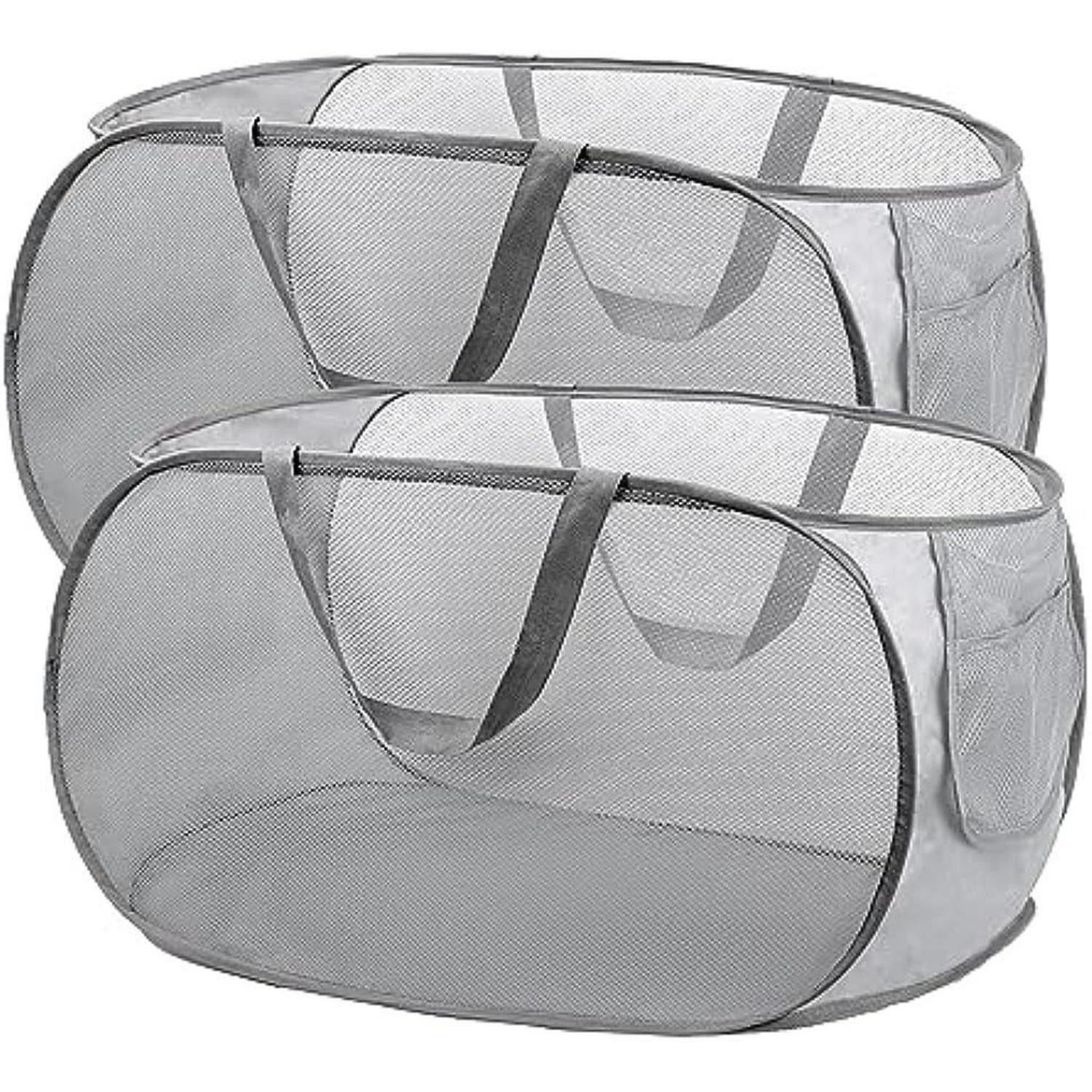 LuxusKollektion Wäschetonne Wäschekorb Pop Up Faltbar Griff Klappbar Camping Reisen Grau 2 Stück (2 St)
