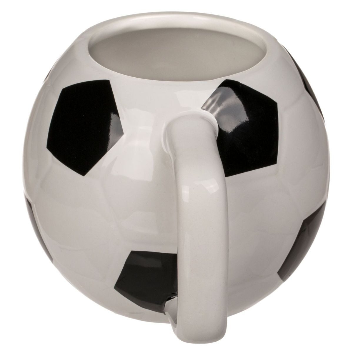 Out of the Blue Tasse Fußball Kaffeetasse ca. 12 x 9 cm schwarz / weiß in Ballform, Steingut, authentisches Design