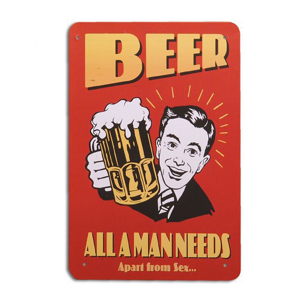 Metallbild Metallschild BEER Vintage Schild im Retro-Design