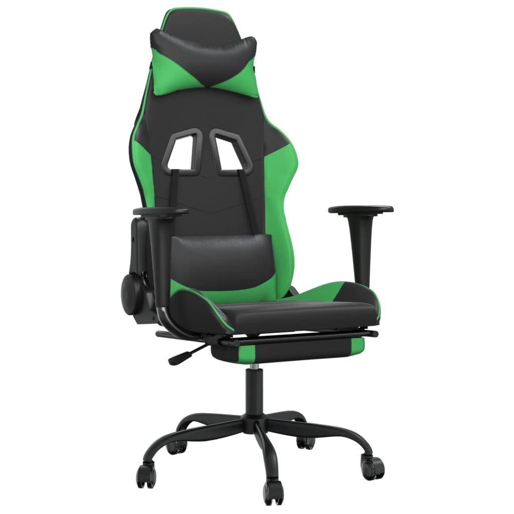 vidaXL Bürostuhl Gaming-Stuhl mit Home grün Fußstütze und Grün | und grün Schwarz Offi Massage Schwarz Kunstleder Schwarz