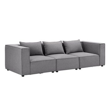 Juskys 3-Sitzer Domas, 3 Teile, M, modulare Couch für Wohnzimmer, Garnitur mit Armlehnen & Kissen