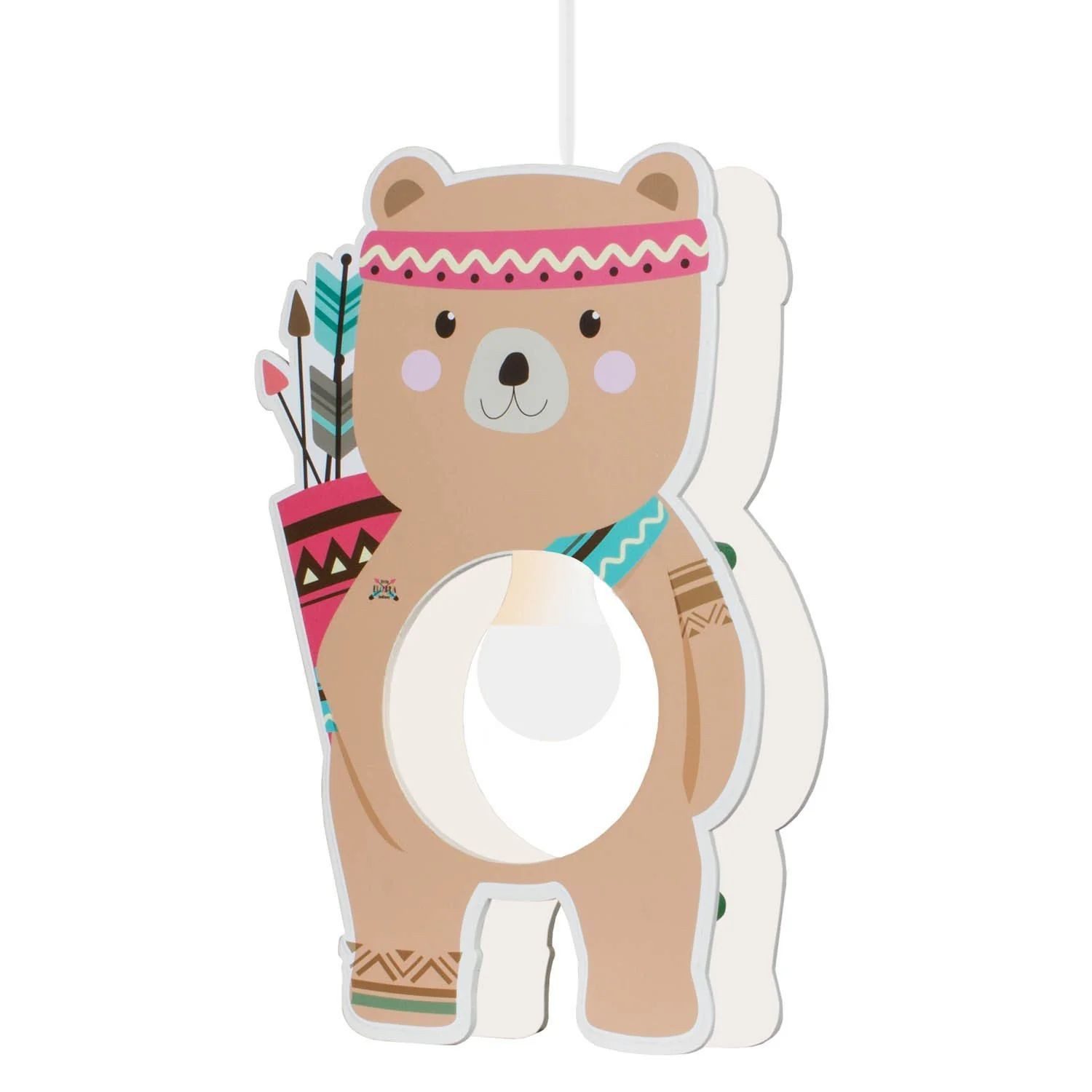Licht-Erlebnisse Pendelleuchte KENO, ohne Leuchtmittel, Bär B: 25 cm H: max. 130 cm Holz für E27 Kinderzimmer