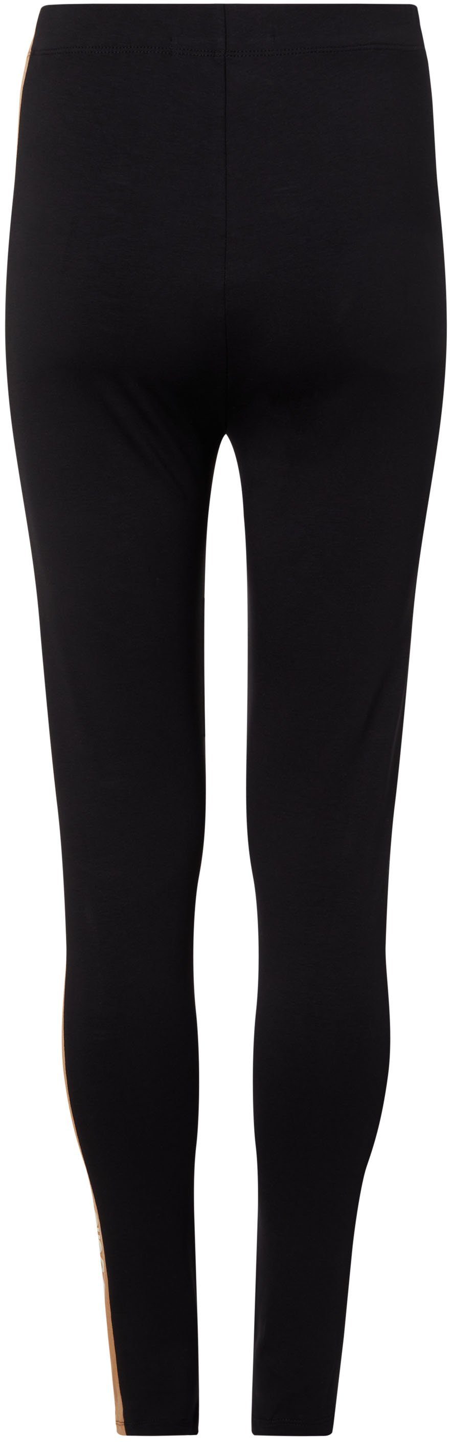 Ck Timeless Klein Calvin Leggings mit in Jeans BLOCKING Kontrastfarbe Black/ Camel COLOR CK-Schriftzug LEGGINGS