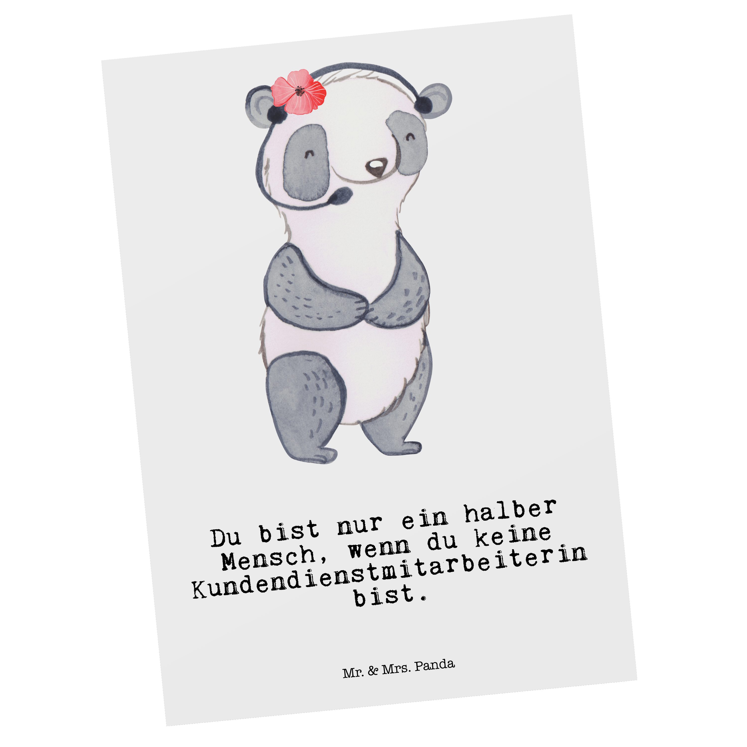 Mr. & Mrs. Panda Postkarte Kundendienstmitarbeiterin mit Herz - Weiß - Geschenk, backoffice mita
