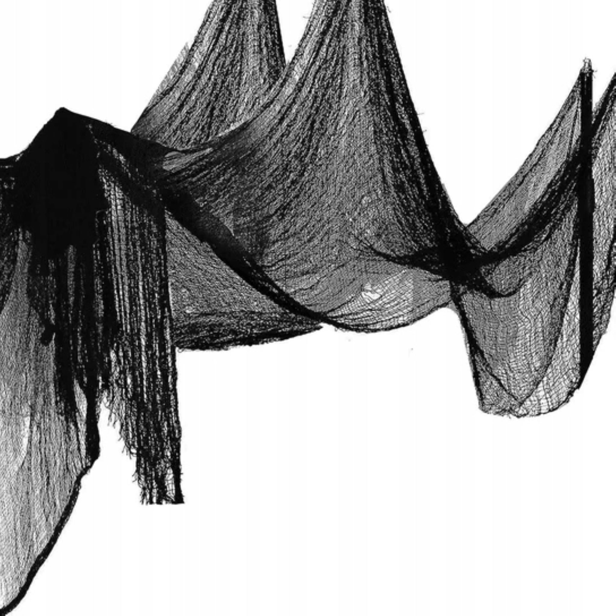 Festivalartikel Fensterdekoration Dekorative schwarze Netz-Gardine 76x228 günstig online kaufen