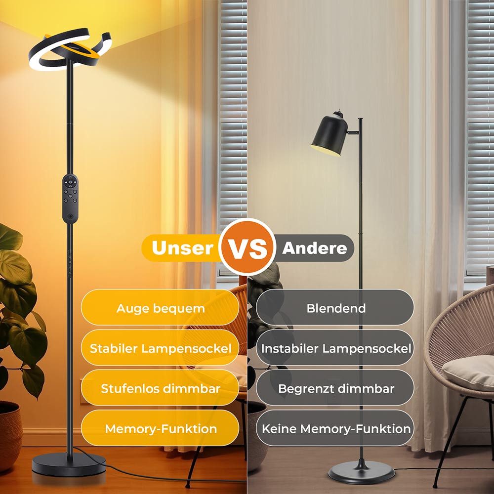 MUPOO Deckenfluter Stehlampe Wohnzimmer Moderne LED Stehlampe Dimmbar 36W, günstig online kaufen