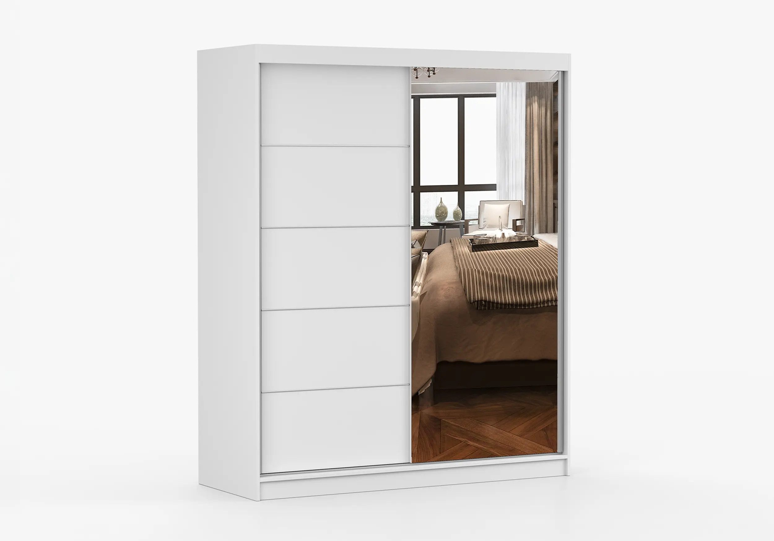 imoebel24 Schwebetürenschrank BONO 05 160 cm - Weiss Matt günstig online kaufen