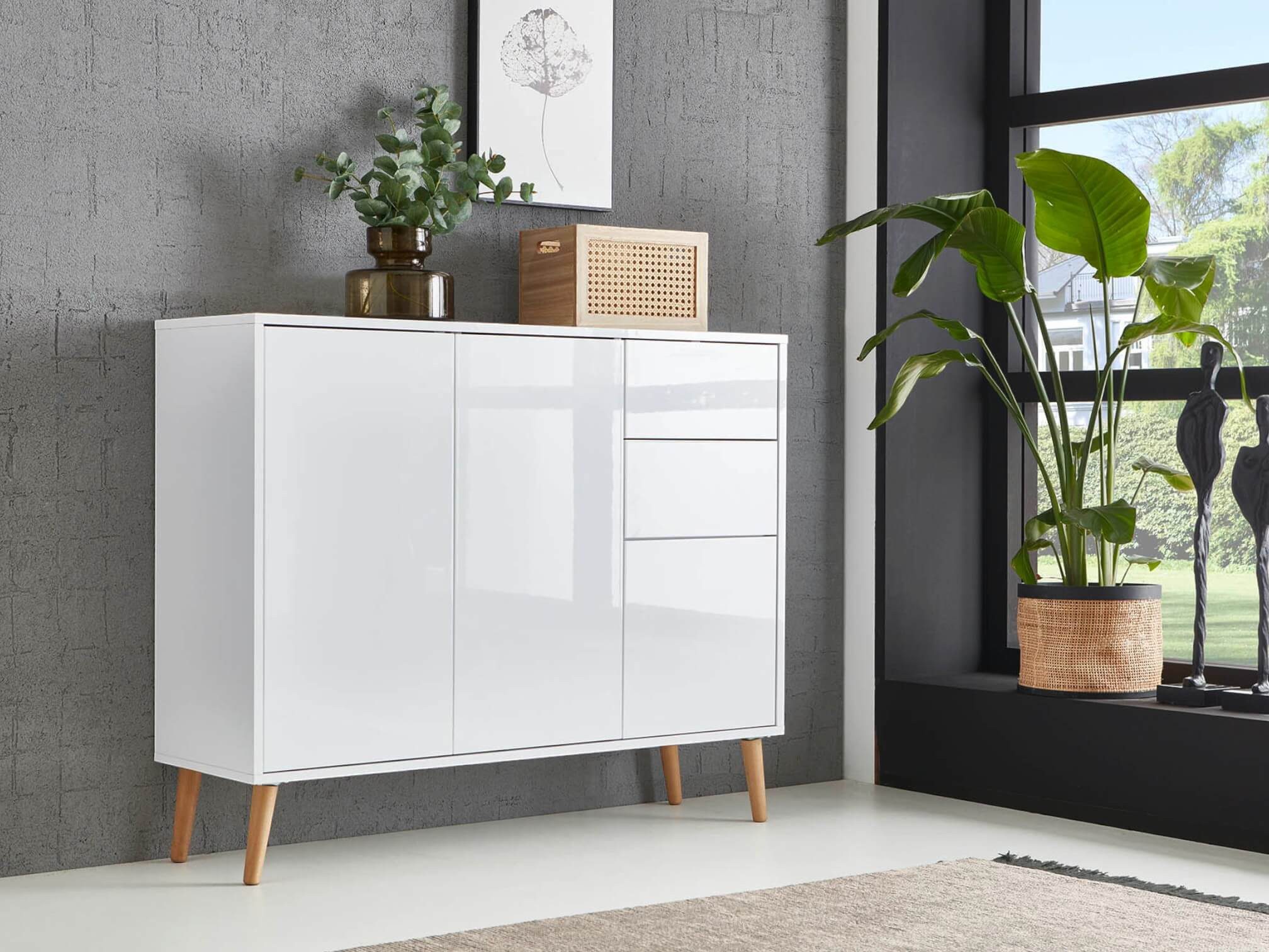 moebel-dich-auf Sideboard BEN 10 (4 Holzfüße, in verschiedenen Farben), Push-to-open-Funktion