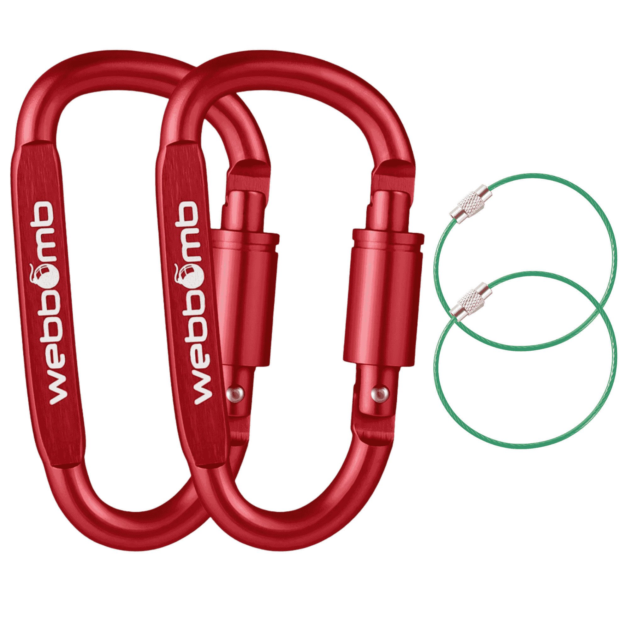 WEBBOMB Karabiner 8cm Schraubkarabiner Karabinerhaken + Schlüsselring Schlüsselanhänger, (2 St)