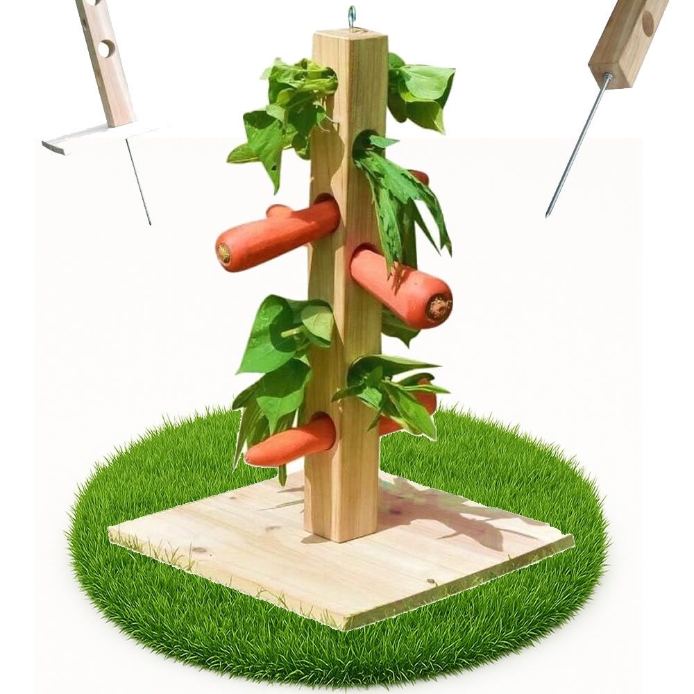 Mucola Кормbaum Nagerbaum Nagetiere Кормspender 45cm Кормhalter Кормbaum, Holz, mit Haken zum Aufhängen, Öse zur Spielzeugbefestigung und Erdspieß